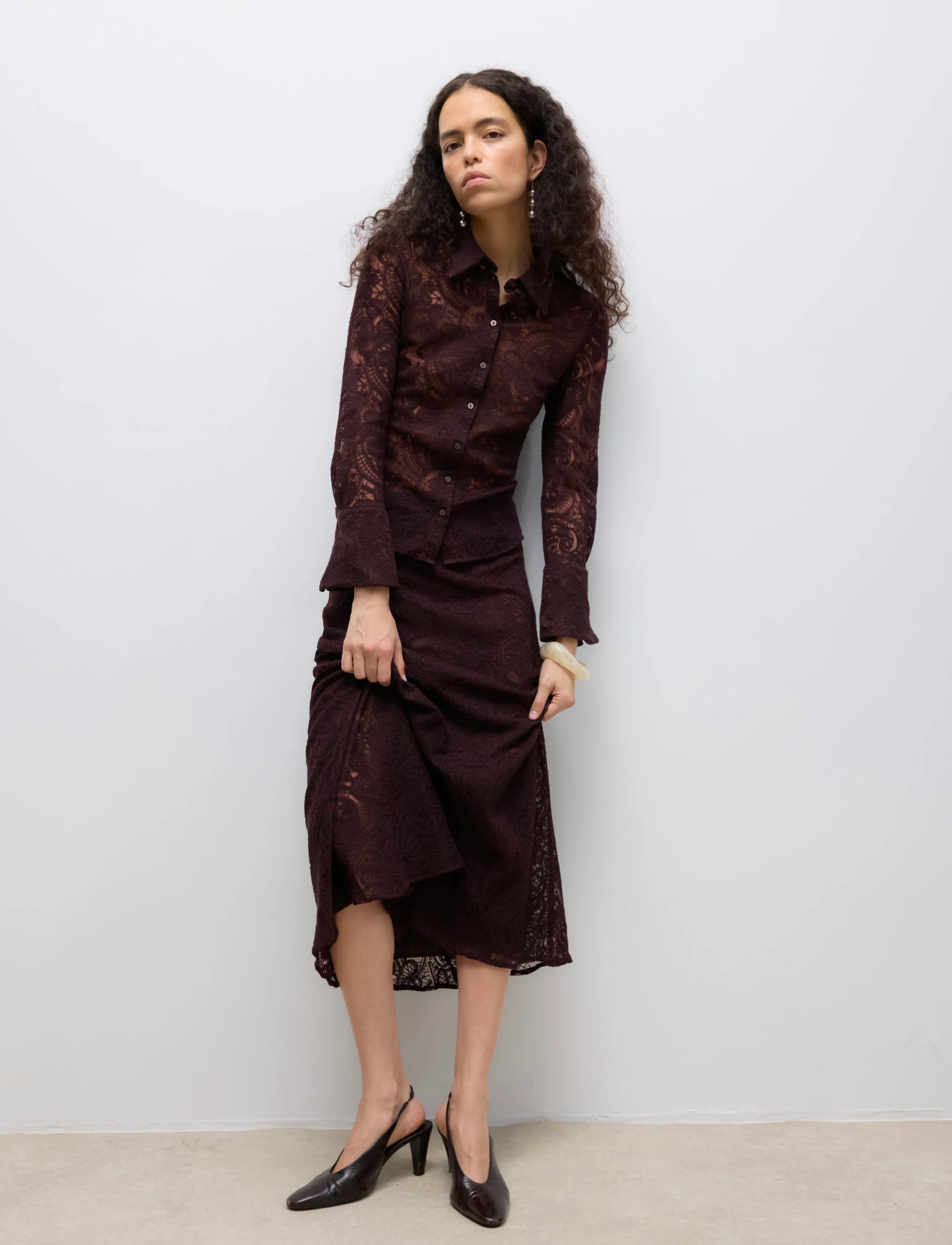 Vero Moda - AWURSHILA MW ANKLE SKIRT - maksiseelikud - chocolate plum - 3