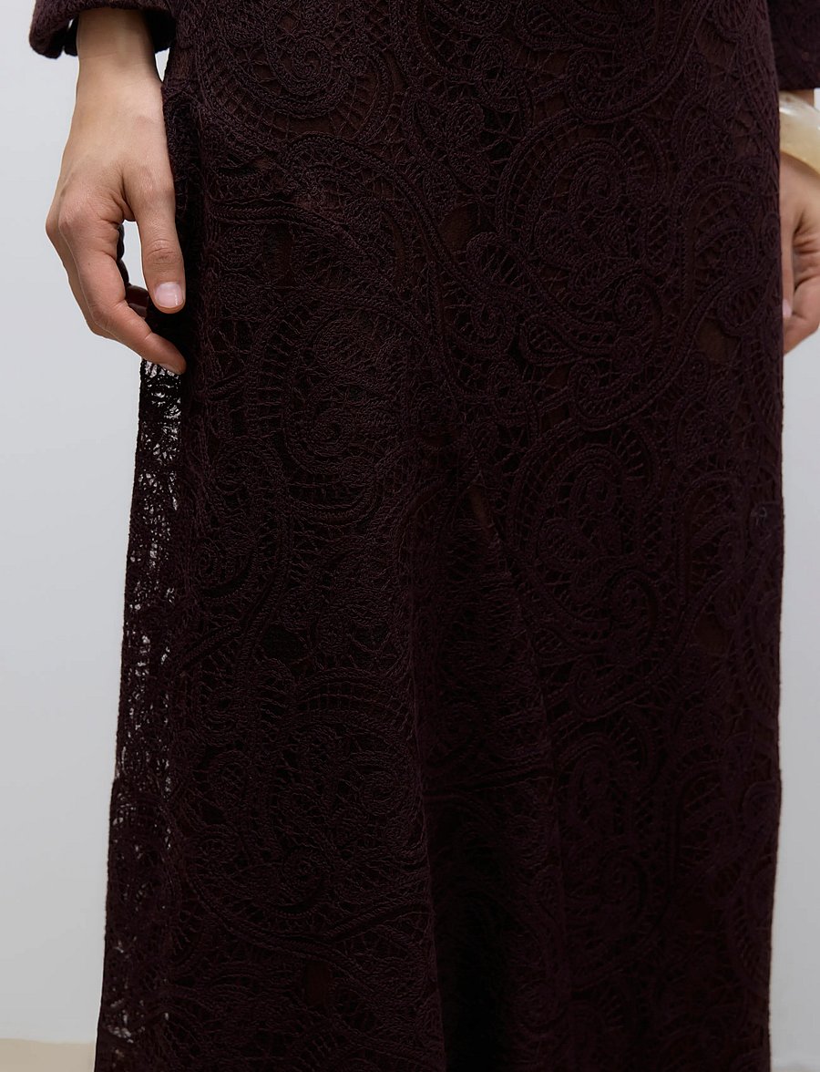 Vero Moda - AWURSHILA MW ANKLE SKIRT - maksiseelikud - chocolate plum - 4