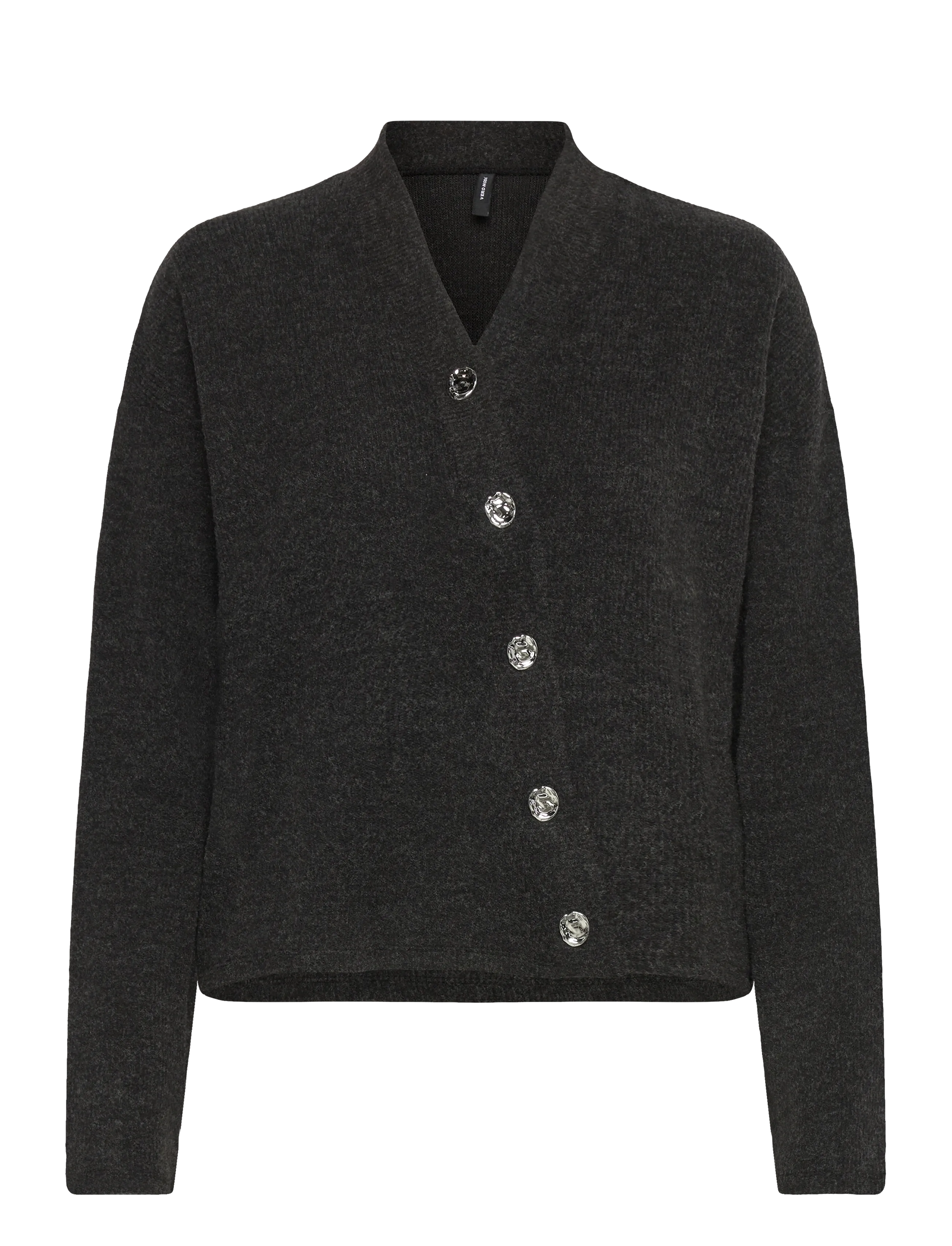 Vero Moda VMPENNY LS V-NECK TOP JRS GA - Neuleet - BLACK / grey