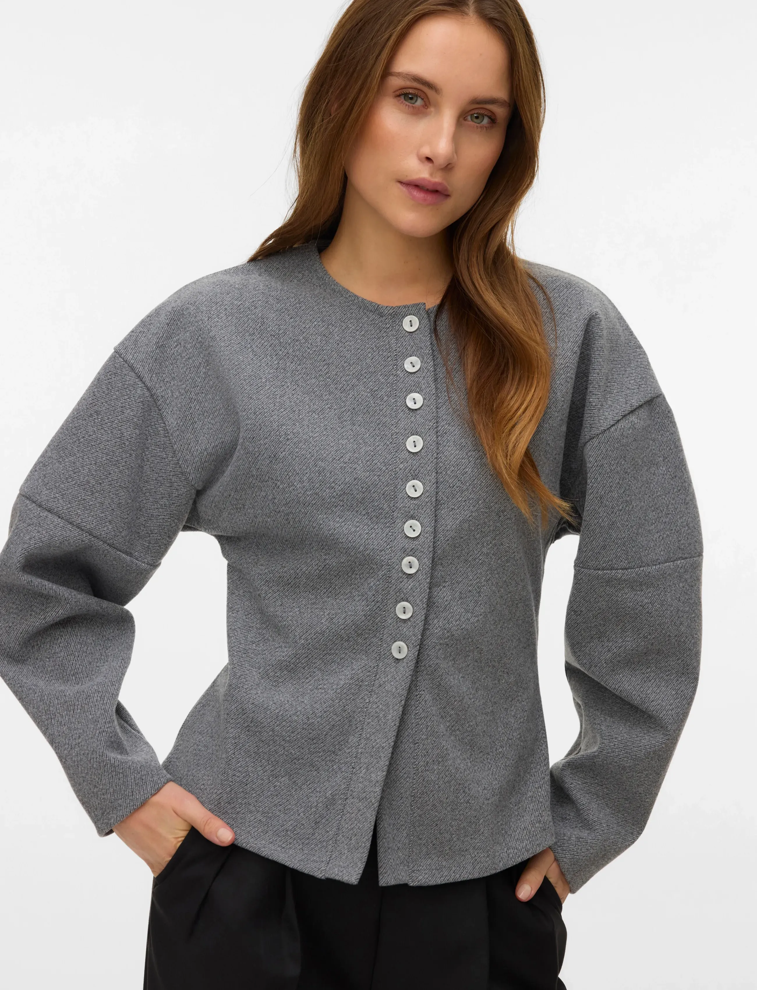 Vmklea Ls O-Neck Cardigan Jrs Ga 4