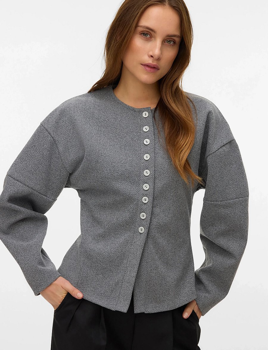 Vero Moda - VMKLEA LS O-NECK CARDIGAN JRS GA - strickjacken - medium grey melange - 4