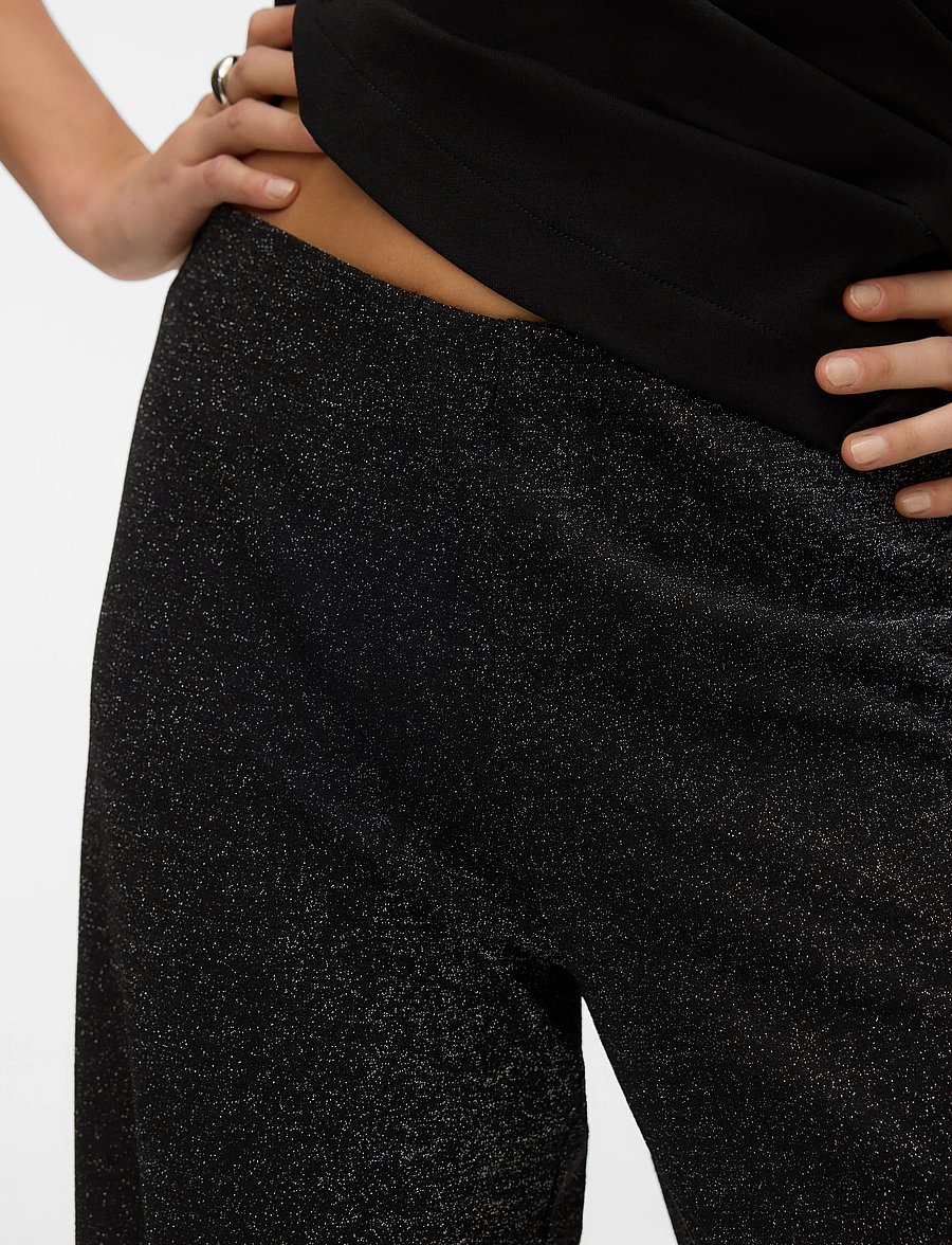 Vero Moda - VMBERLIN MW WIDE PARTY LX PANT NOOS - bukser med brede ben - black - 4