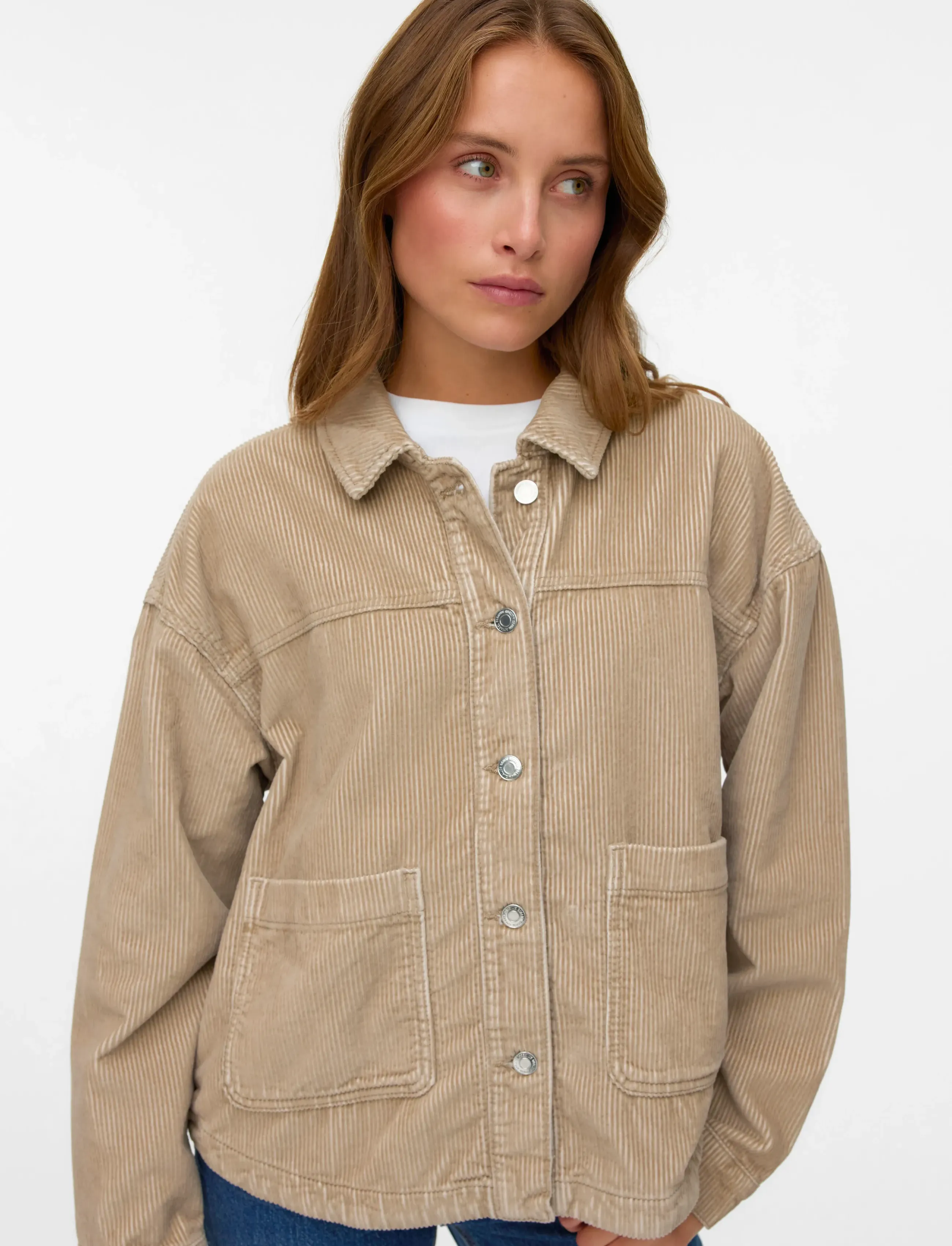 Vero Moda - VMJAMIE LS CORDUROY SHACKET MIX NOOS - silver mink - 4