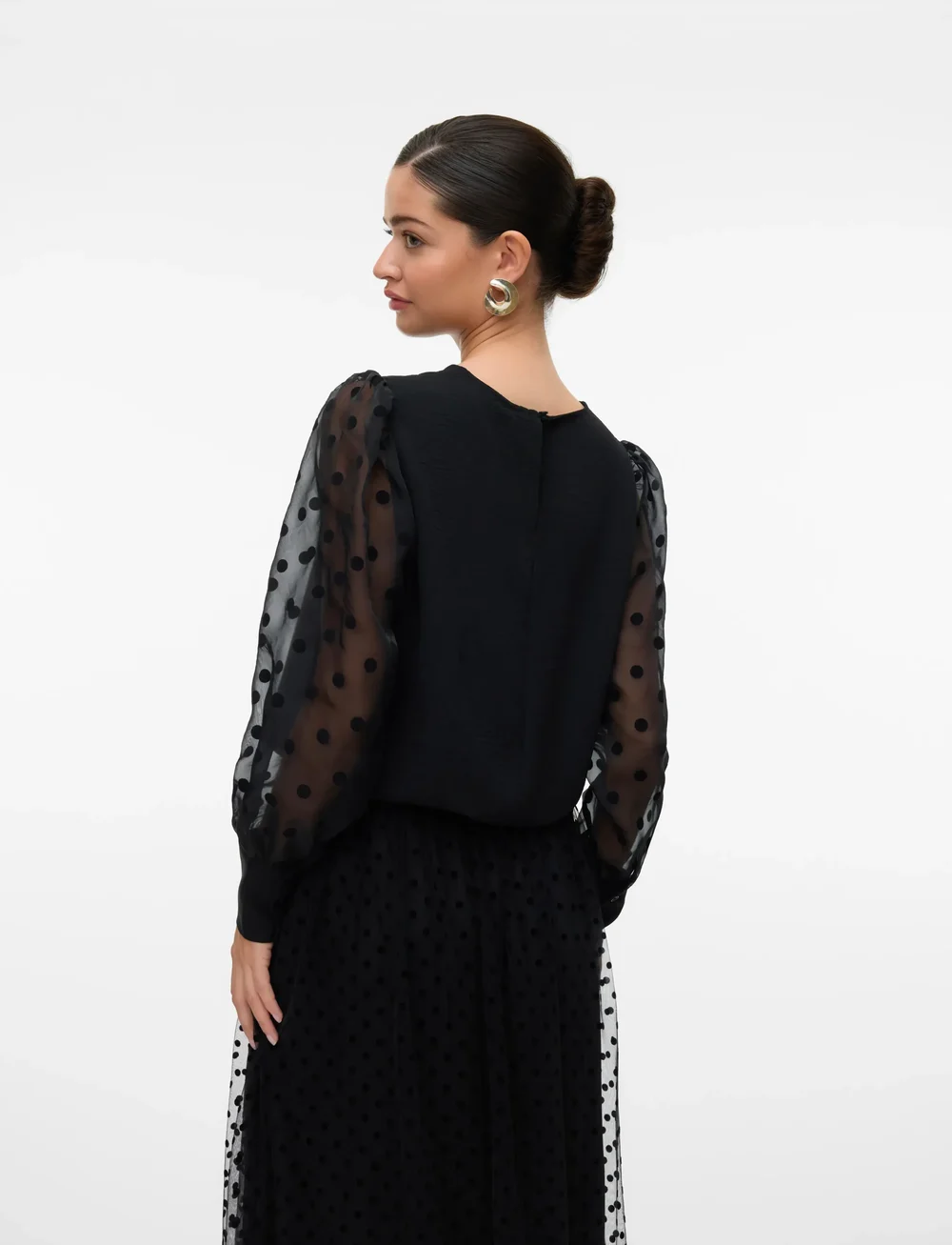 Vero Moda - VMALVA DETAIL LS TOP WVN - langærmede bluser - black - 2