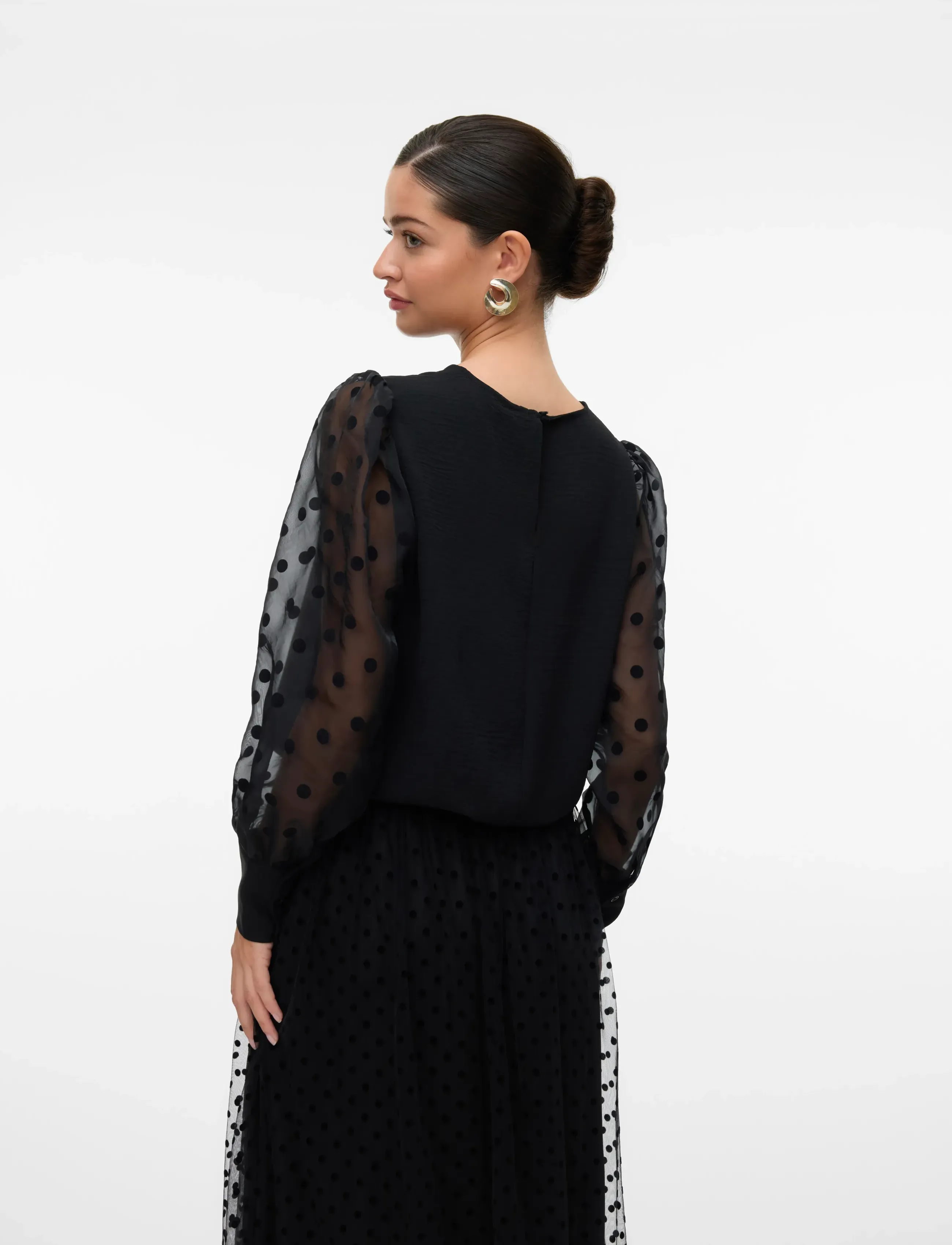 Vero Moda - VMALVA DETAIL LS TOP WVN - pitkähihaiset puserot - black - 2