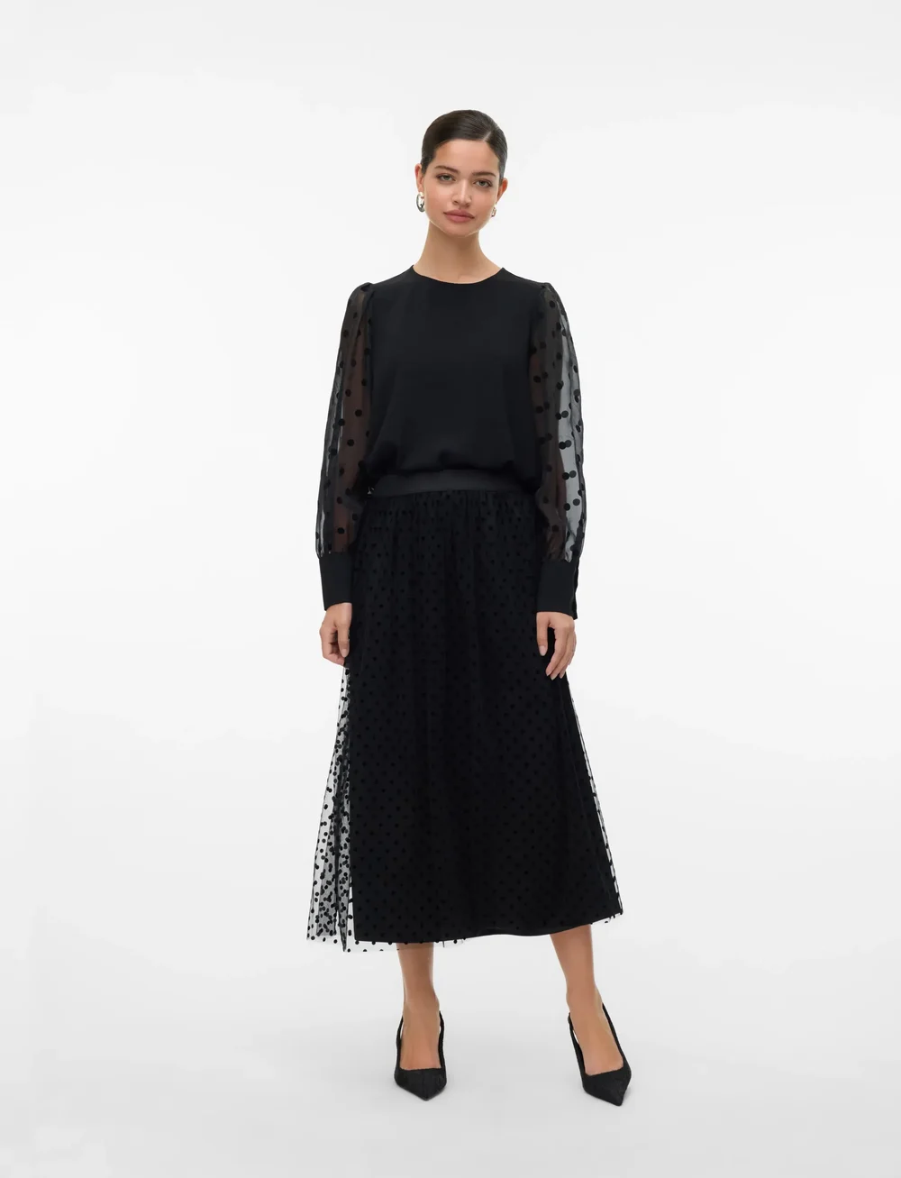 Vero Moda - VMALVA DETAIL LS TOP WVN - langærmede bluser - black - 3