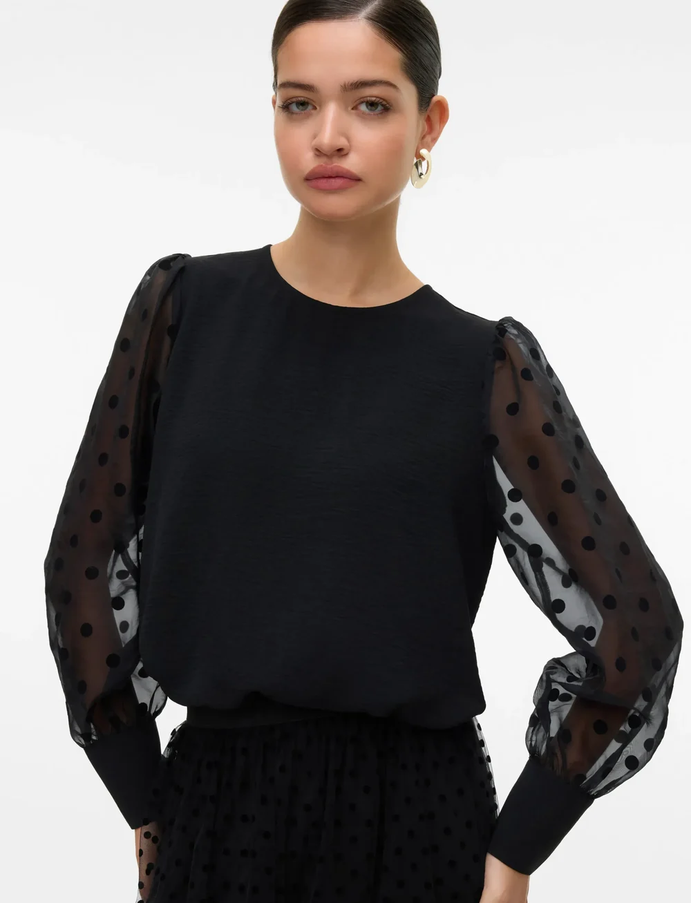 Vero Moda - VMALVA DETAIL LS TOP WVN - langærmede bluser - black - 4