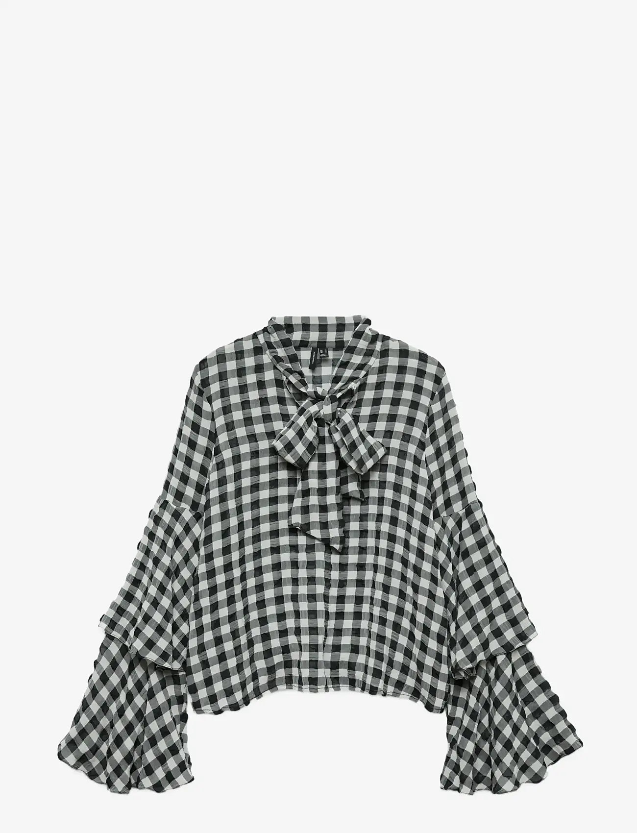 Vero Moda - VMSIA LS FLOUNCE TOP WVN GA - langærmede bluser - black - 1