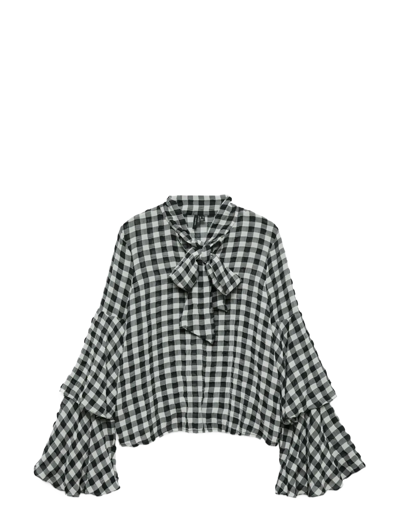 Vero Moda VMSIA LS FLOUNCE TOP WVN GA - Uus - BLACK / black