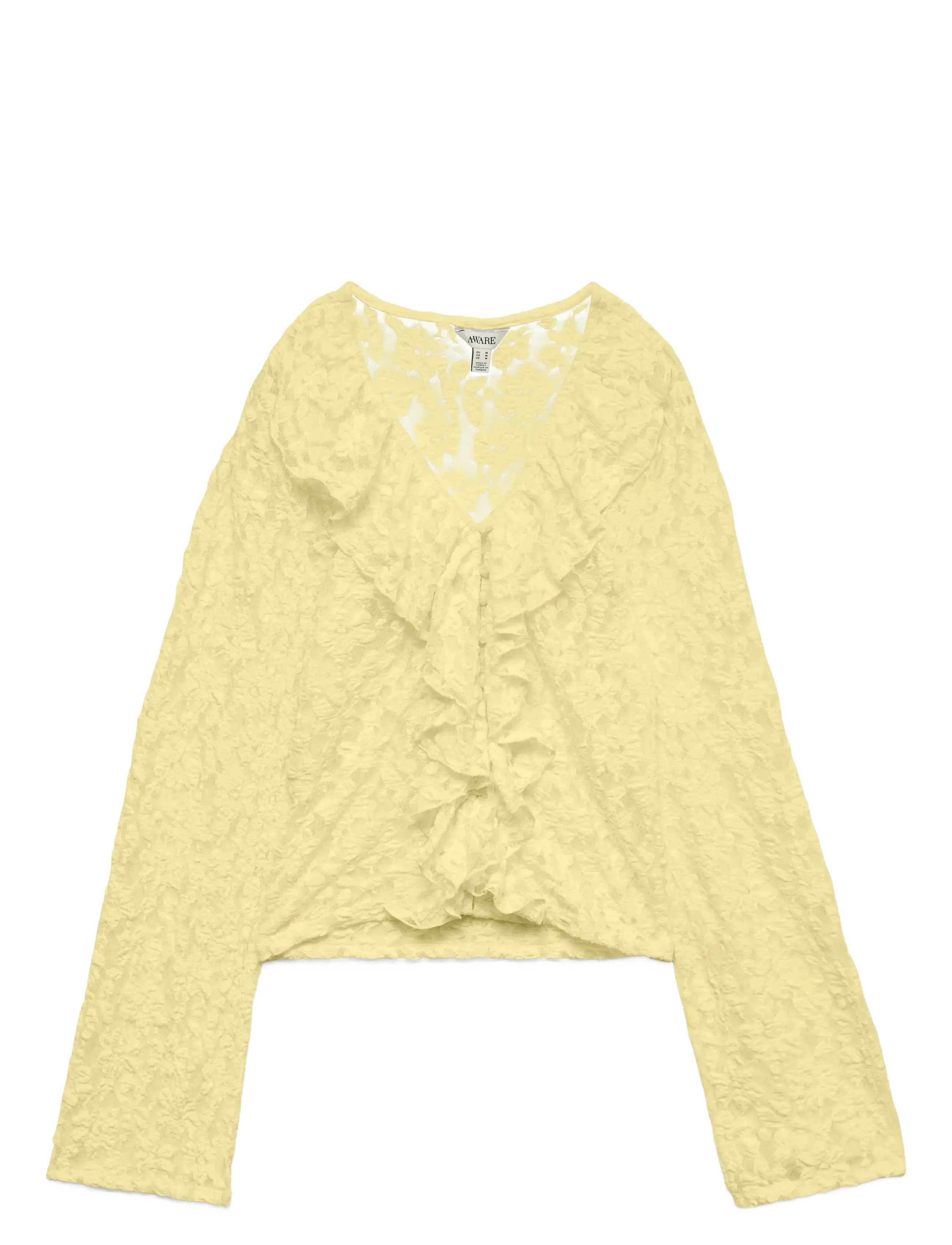 Vero Moda AWKIENNA LS V-NECK LACE TOP - Tøj - FRENCH VANILLA / yellow