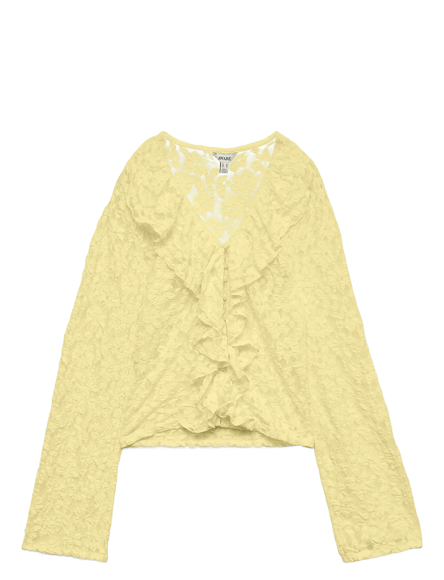 Vero Moda - AWKIENNA LS V-NECK LACE TOP - långärmade blusar - french vanilla - 1