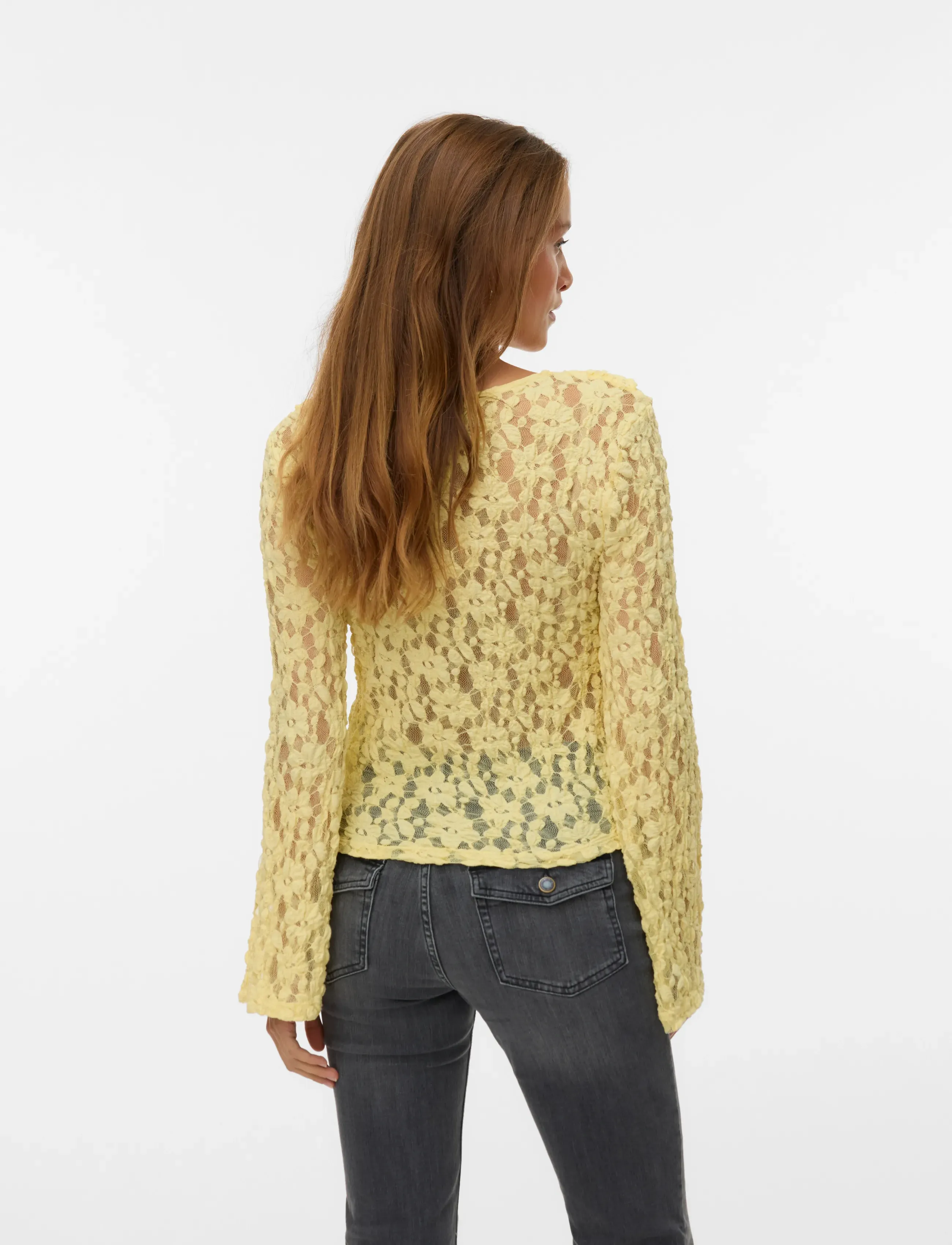Vero Moda - AWKIENNA LS V-NECK LACE TOP - long sleeved blouses - french vanilla - 2
