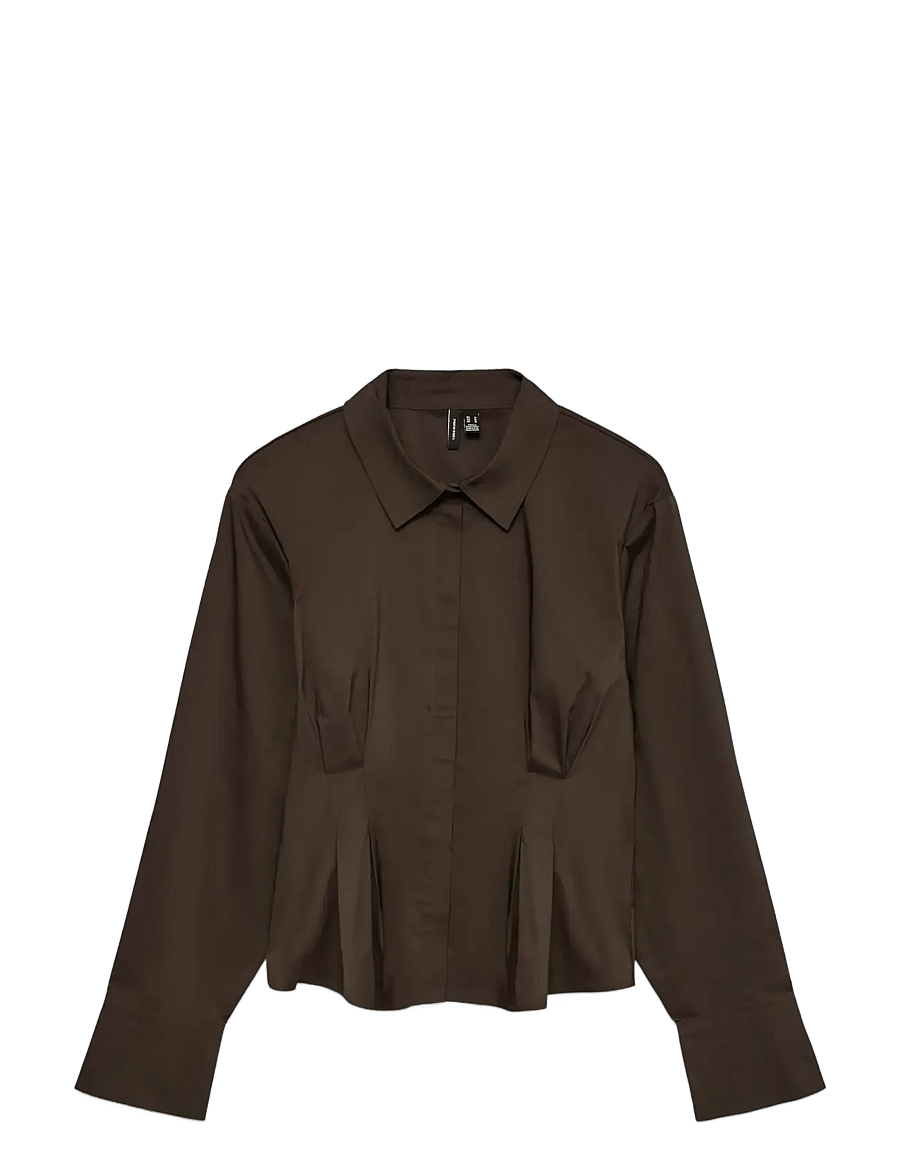 Vero Moda - VMFRIBA LS CUFF TOP WVN GA - chocolate torte - 1