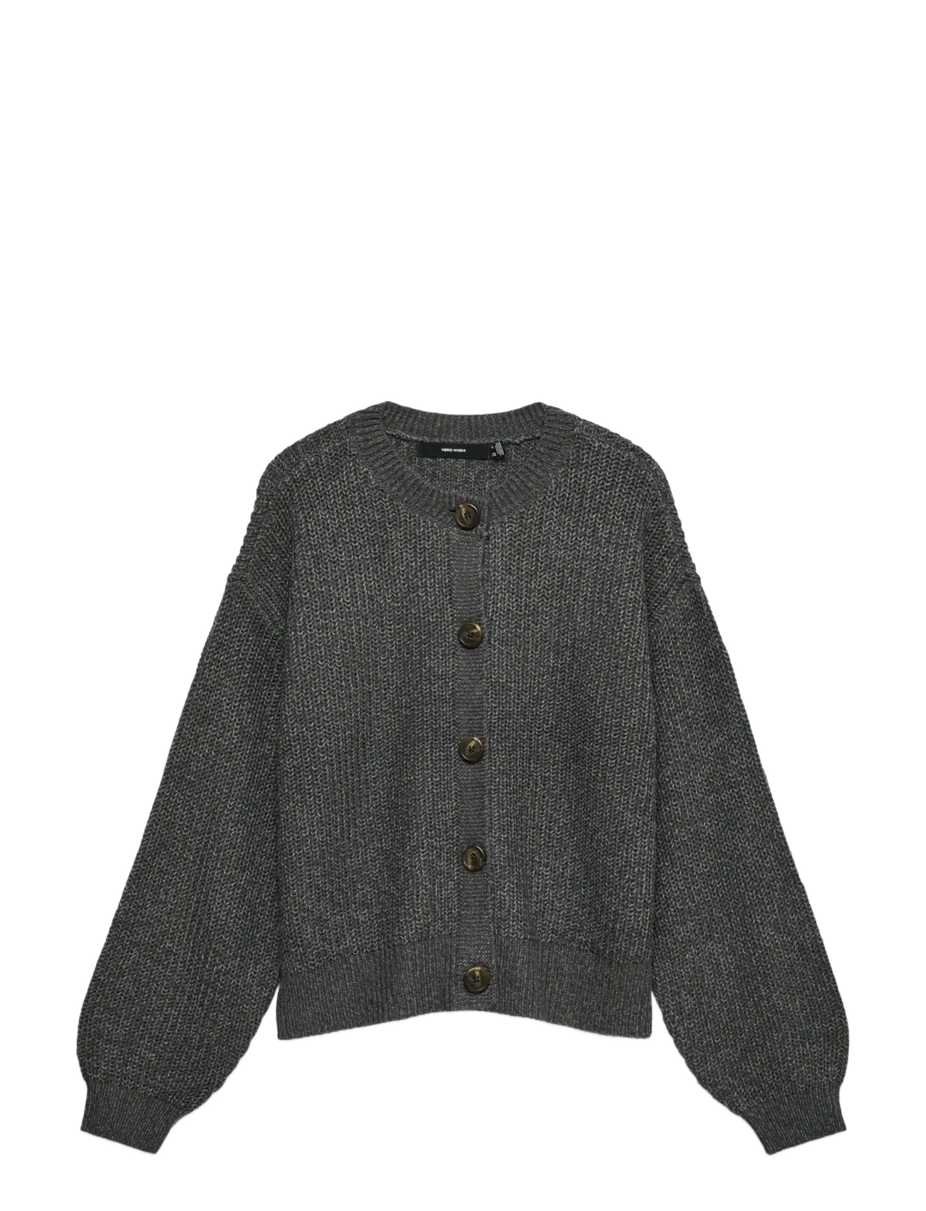 VMLEA LS O-NECK CARDIGAN NOOS - ASPHALT