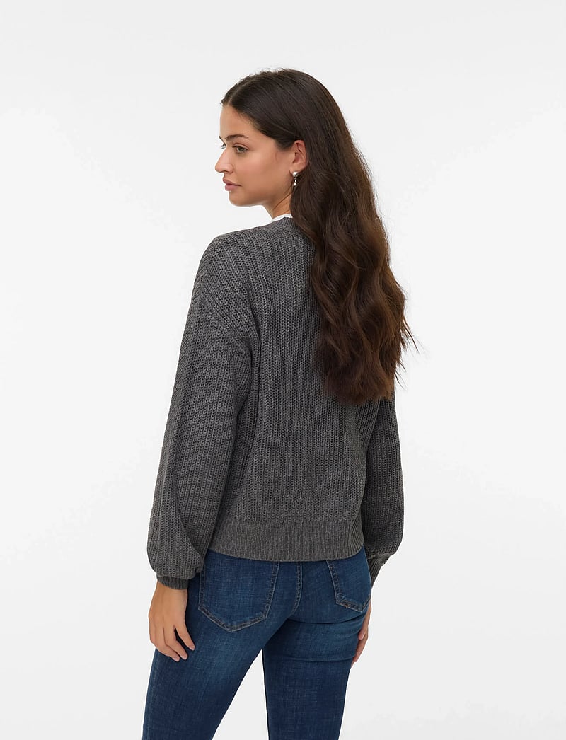 Vero Moda - VMLEA LS O-NECK CARDIGAN NOOS - cardigans - asphalt - 2