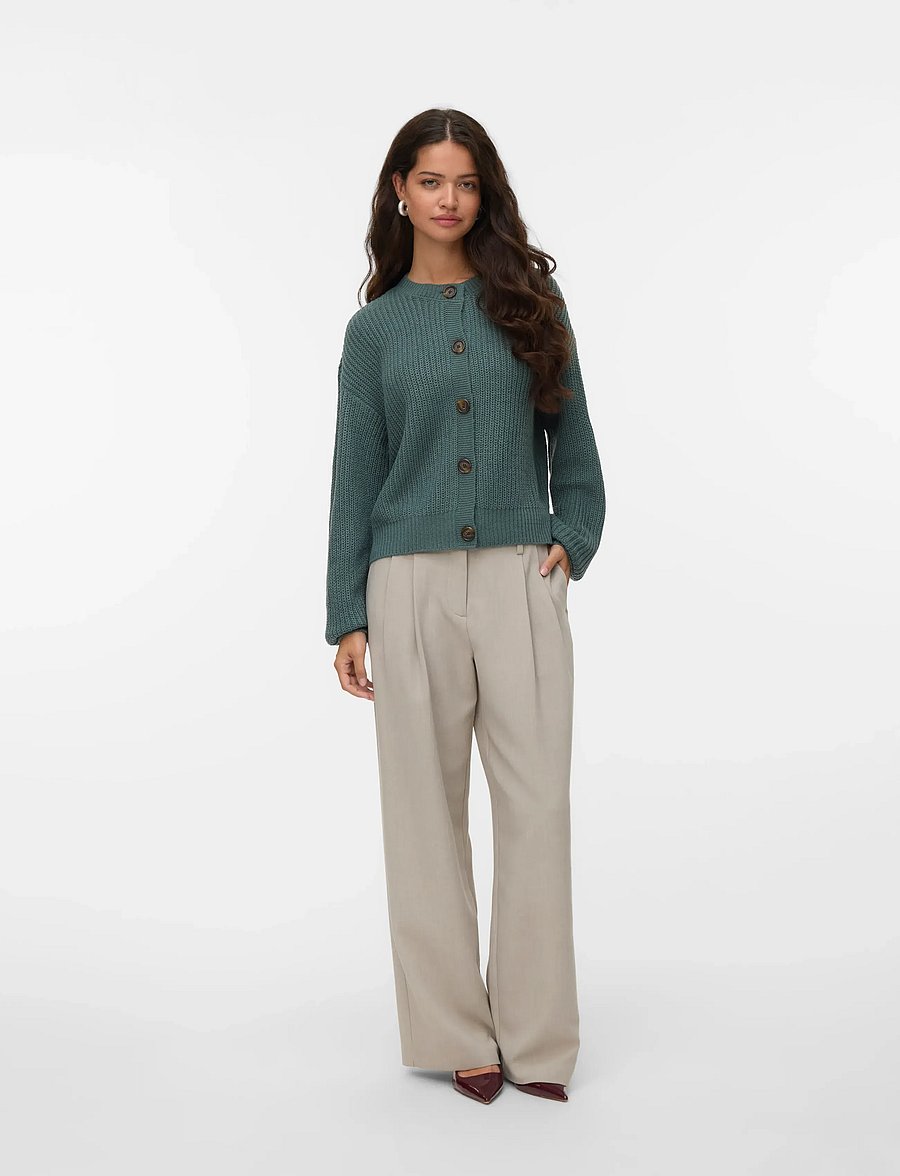 Vero Moda - VMLEA LS O-NECK CARDIGAN NOOS - strickjacken - balsam green - 0