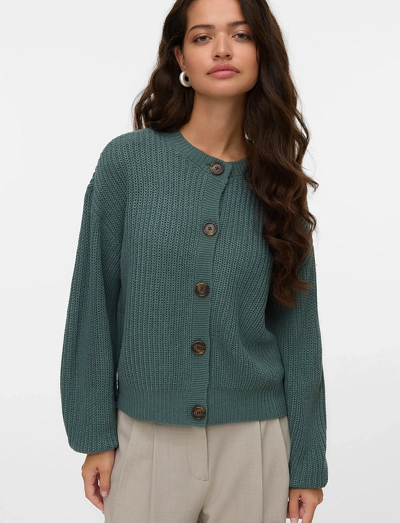 Vero Moda - VMLEA LS O-NECK CARDIGAN NOOS - cardigans - balsam green - 4
