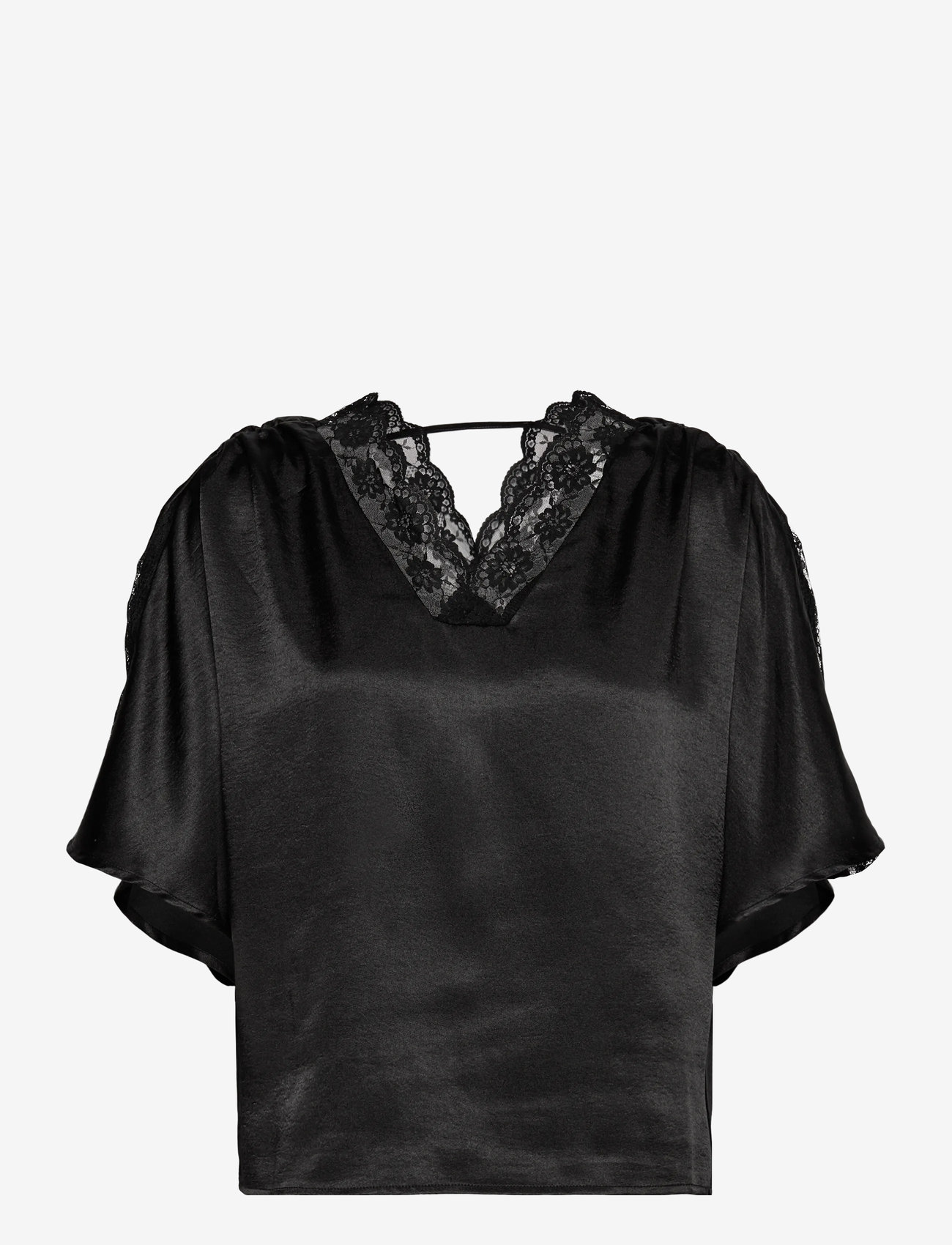 Vero Moda - VMHILLARY 2/4 TOP BTQ GA - kortärmade blusar - black - 0