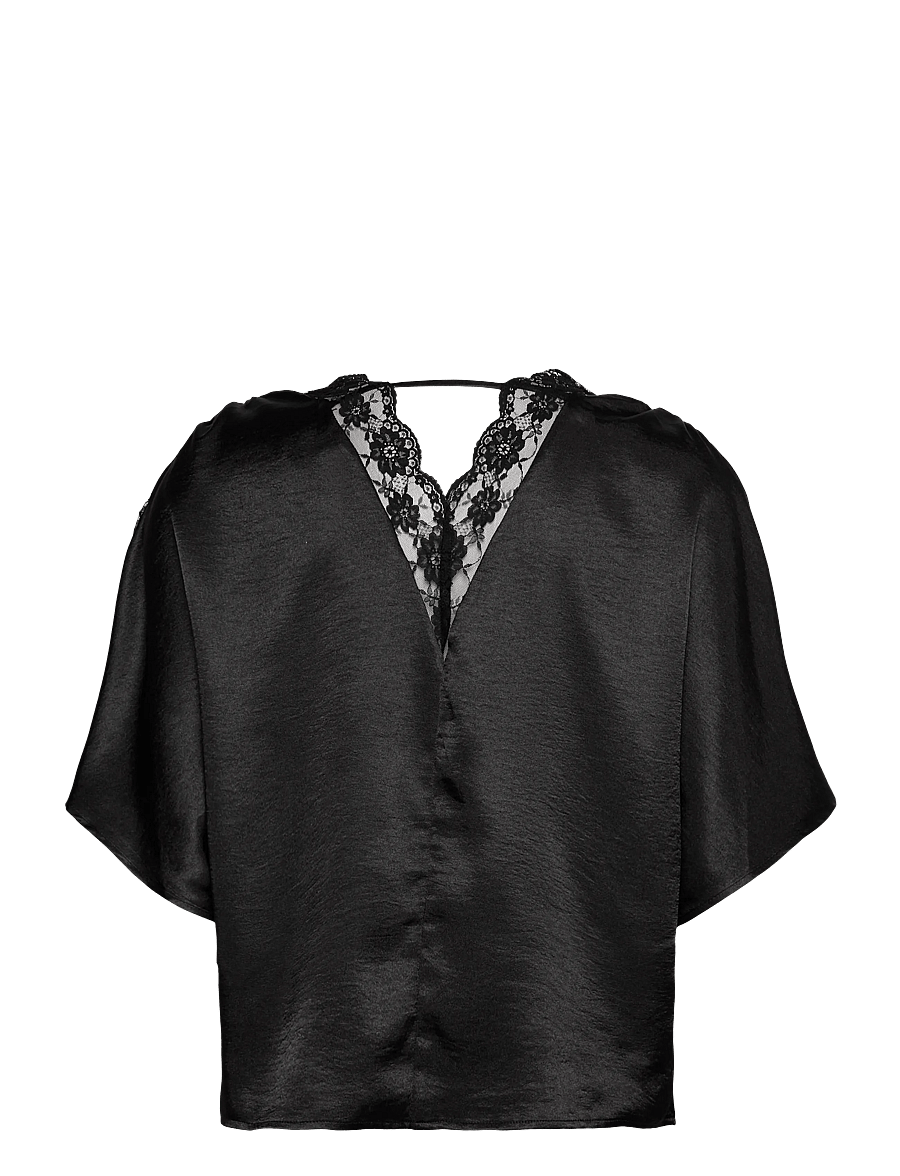 Vero Moda - VMHILLARY 2/4 TOP BTQ GA - kurzärmelige blusen - black - 1