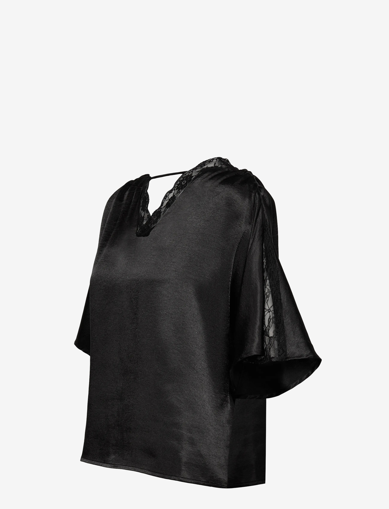 Vero Moda - VMHILLARY 2/4 TOP BTQ GA - kortärmade blusar - black - 2