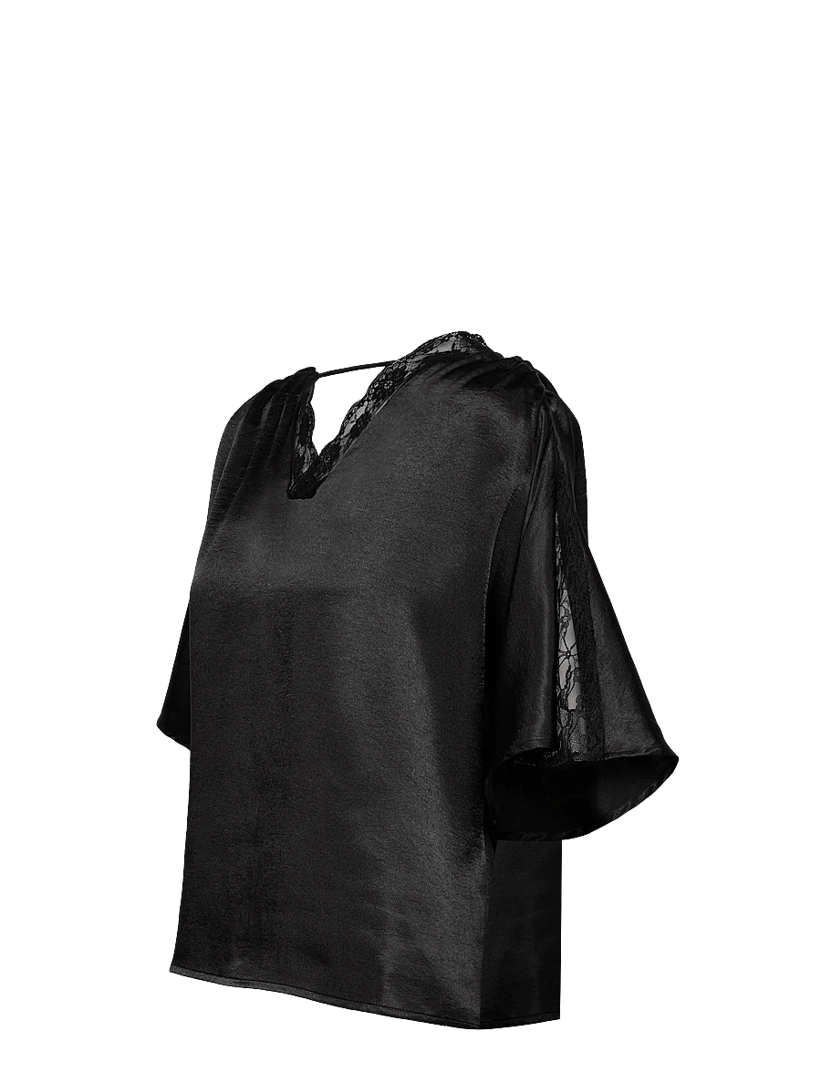 Vero Moda - VMHILLARY 2/4 TOP BTQ GA - kurzärmelige blusen - black - 2