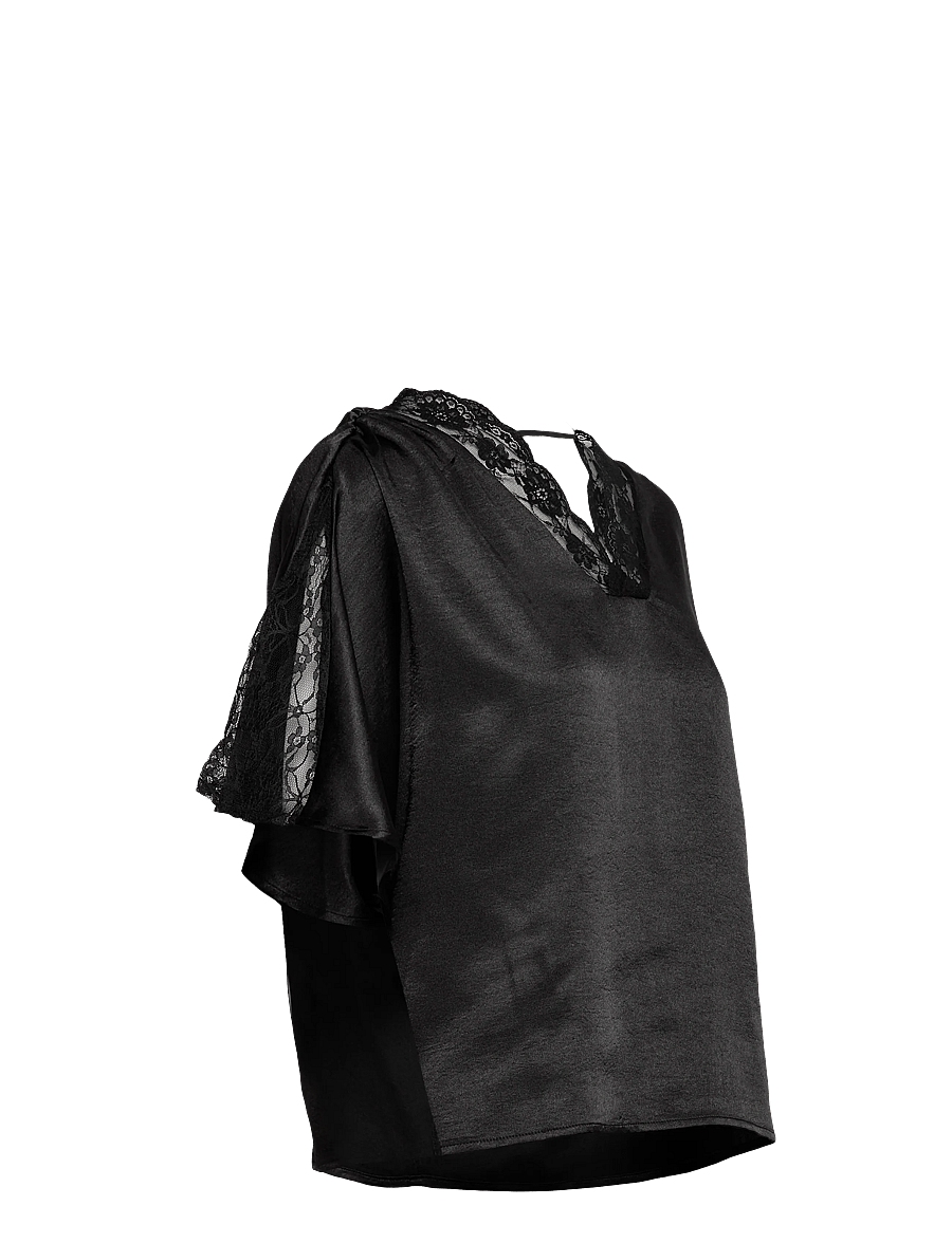 Vero Moda - VMHILLARY 2/4 TOP BTQ GA - kurzärmelige blusen - black - 3