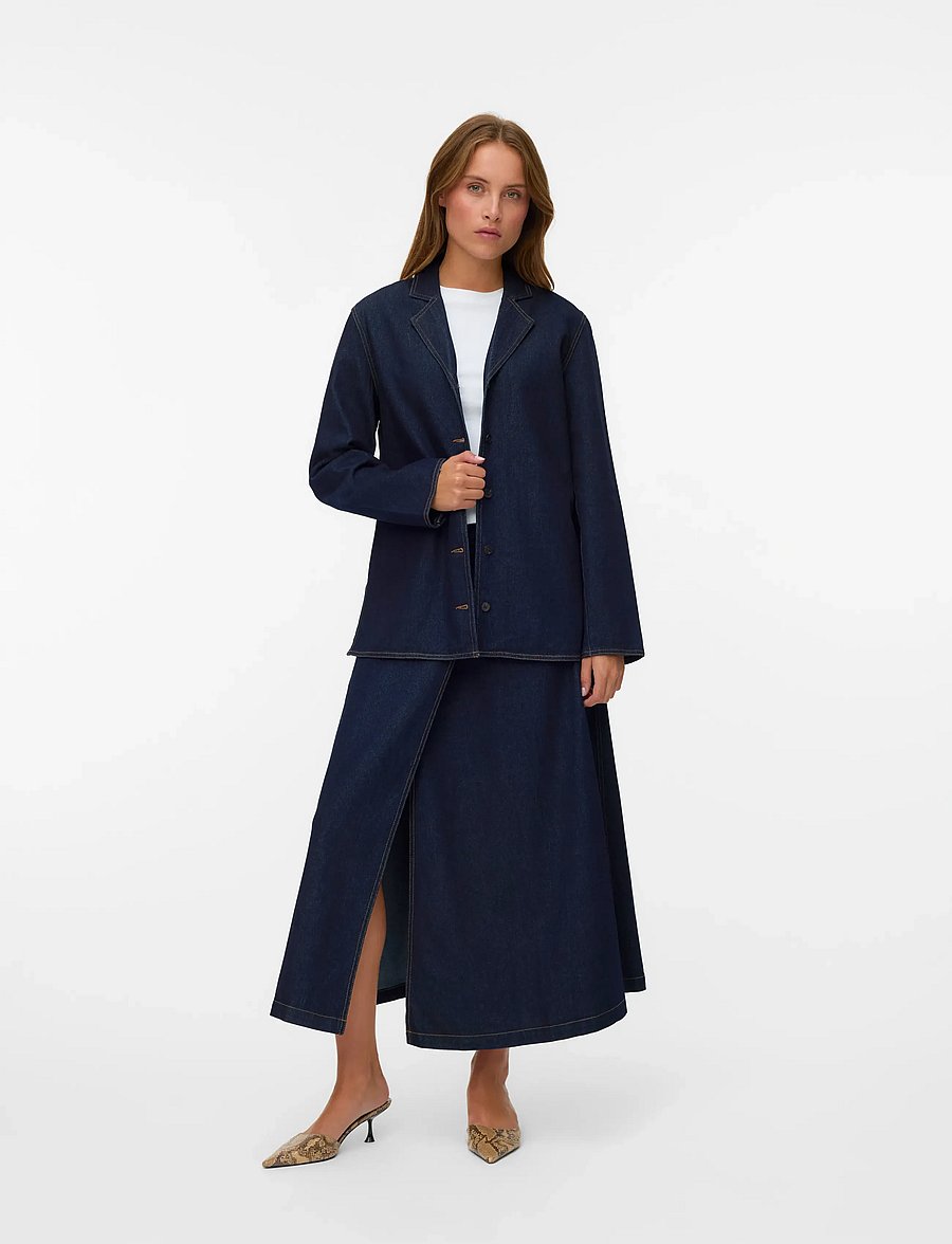 Vero Moda - VMKANIKA LS DENIM BLAZER SHIRT SI352 - chemises en jeans - dark blue denim - 0