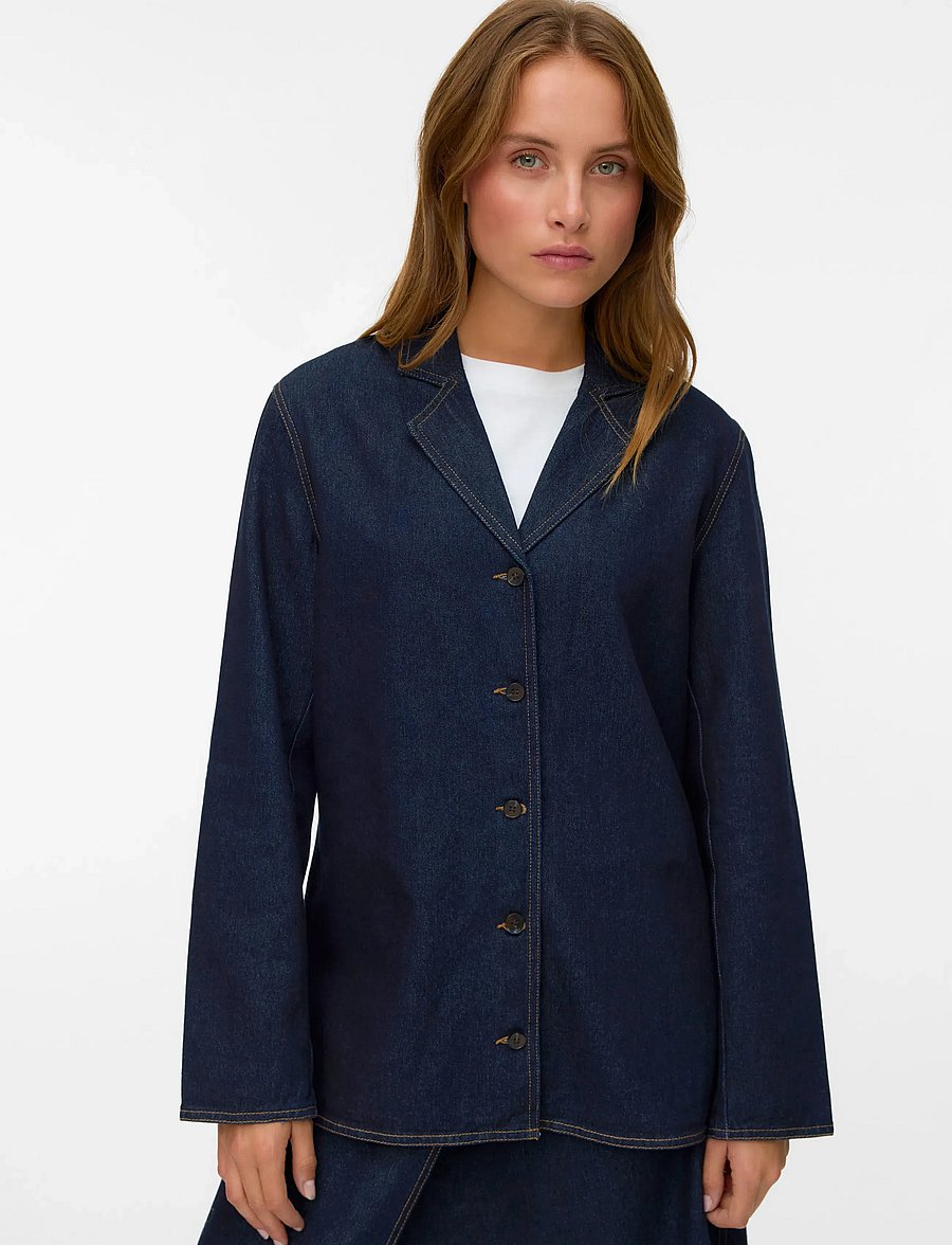 Vero Moda - VMKANIKA LS DENIM BLAZER SHIRT SI352 - chemises en jeans - dark blue denim - 4