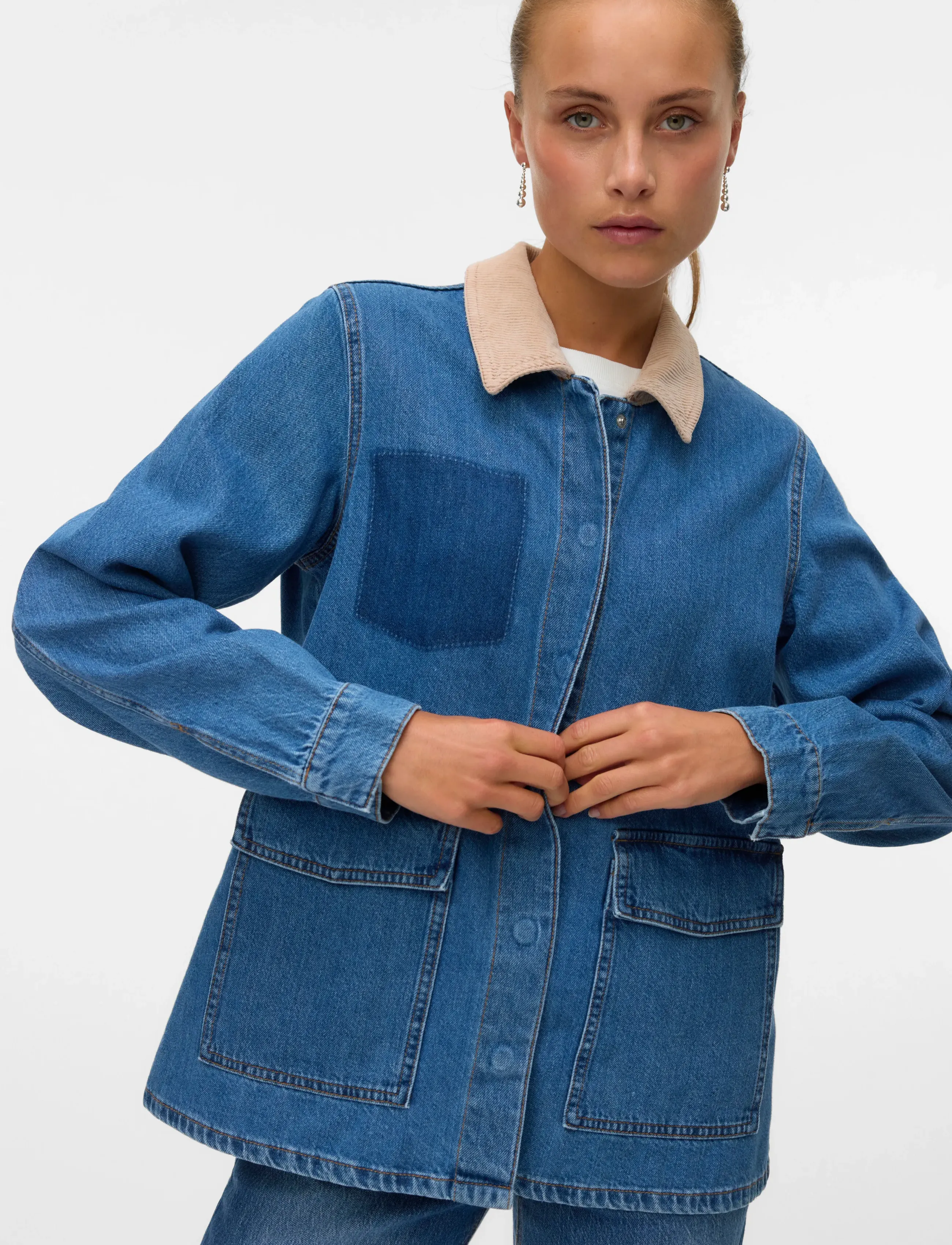 Vero Moda Vmenya Ls Workwear Jacket, S, Blue, Jakker > Denim, Dame