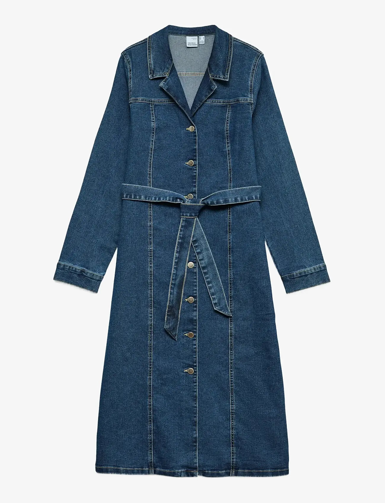 Vero Moda - VMTELLY LS 7/8 DNM DRESS VI3474 - skjortklänningar - dark blue denim - 0