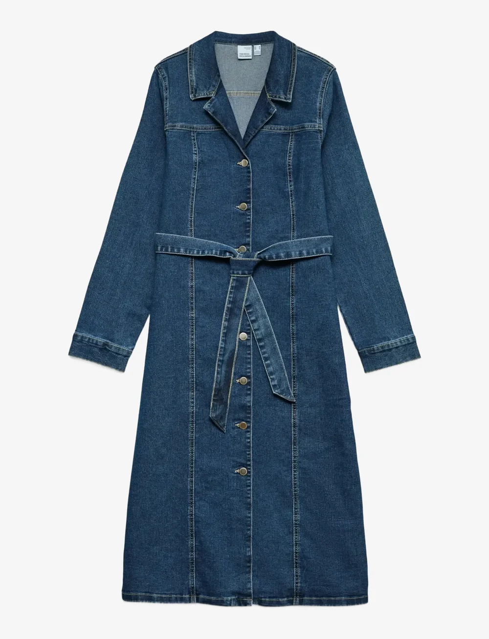 Vero Moda - VMTELLY LS 7/8 DNM DRESS VI3474 - skjortklänningar - dark blue denim - 0