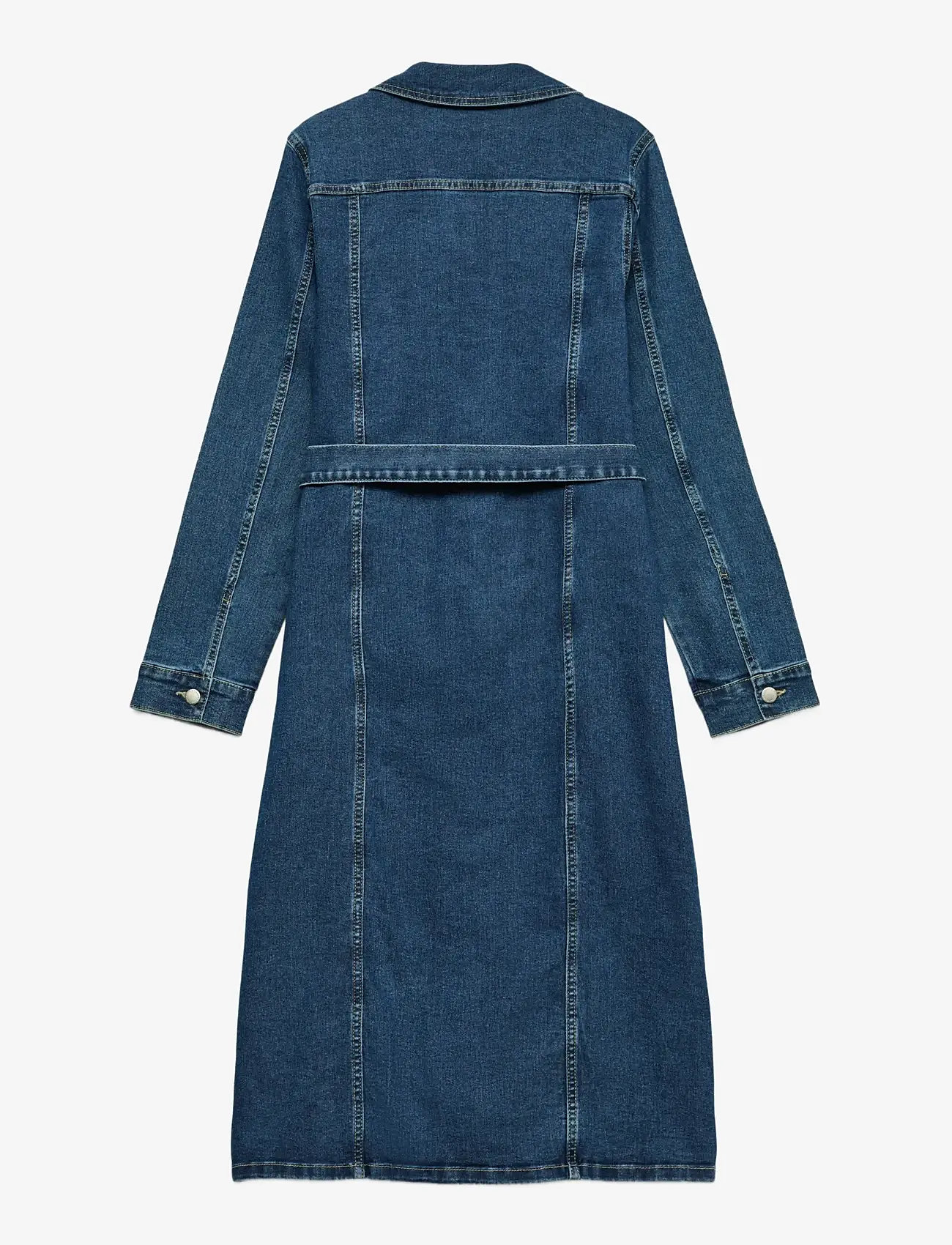 Vero Moda - VMTELLY LS 7/8 DNM DRESS VI3474 - skjortklänningar - dark blue denim - 1