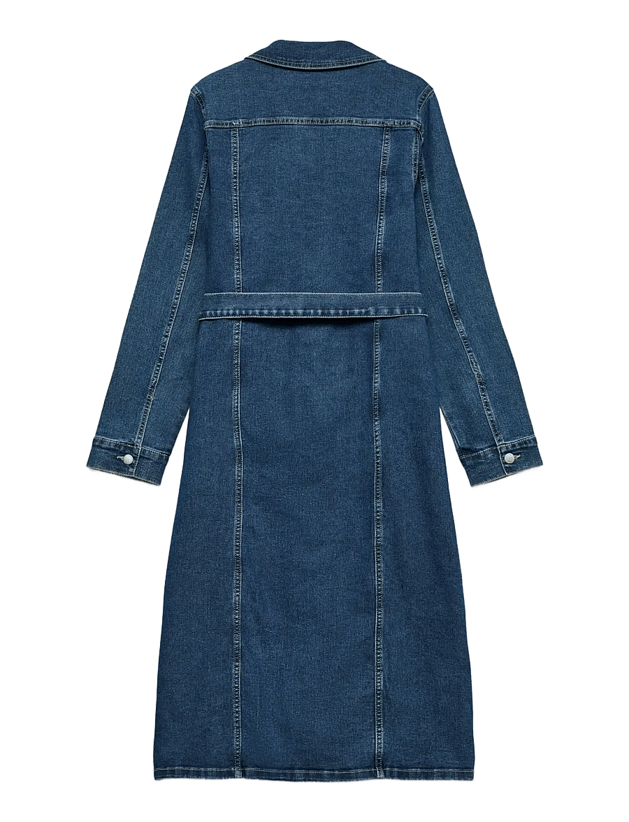 Vero Moda - VMTELLY LS 7/8 DNM DRESS VI3474 - kreklkleitas - dark blue denim - 2