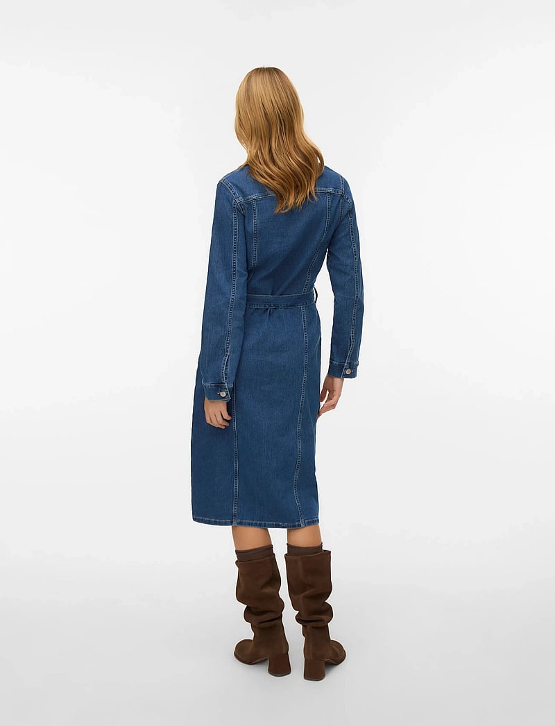 Vero Moda - VMTELLY LS 7/8 DNM DRESS VI3474 - särkkleidid - dark blue denim - 3