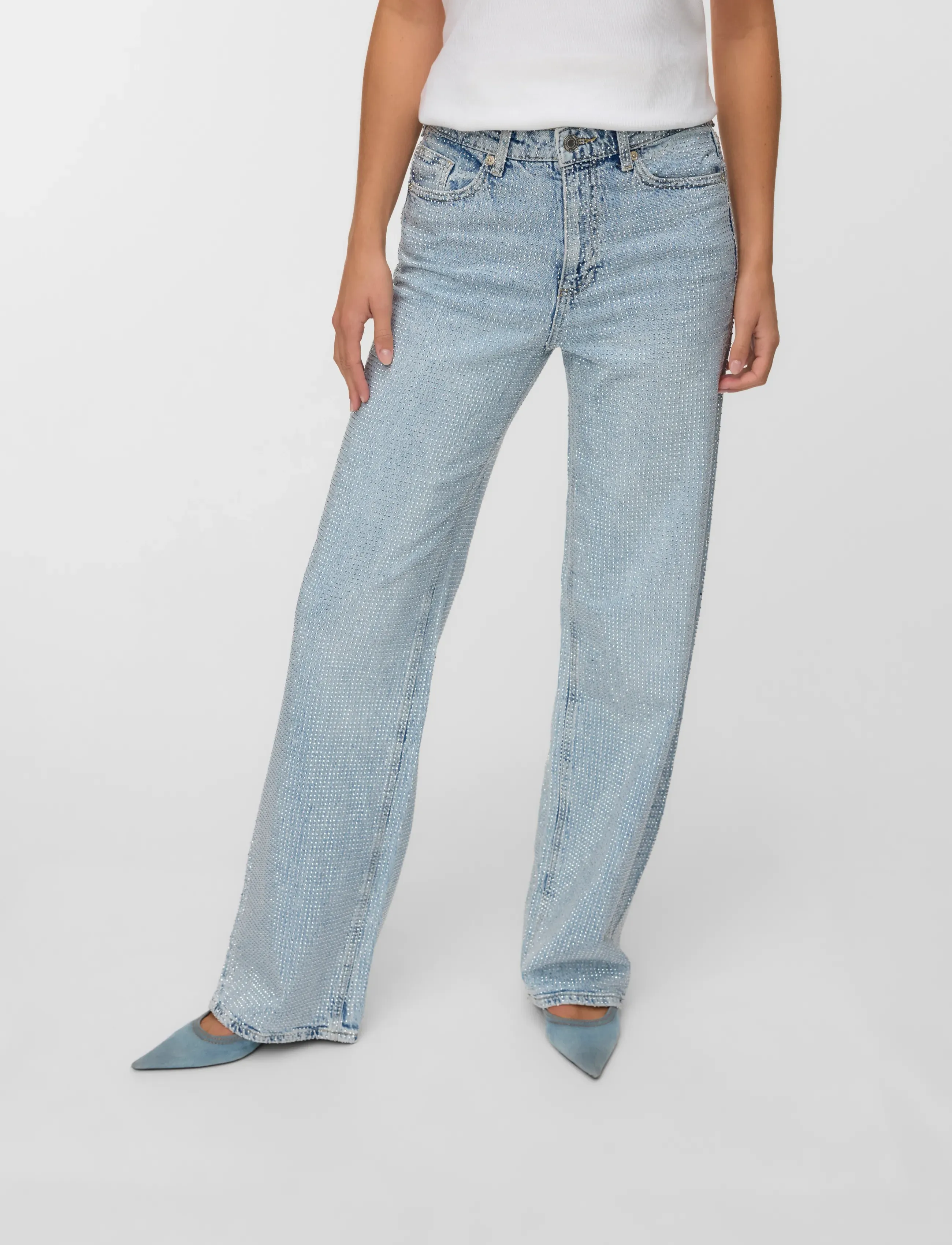 Vero Moda - VMTESSA HR WIDE RHINE JEANS RA339 - hosen mit weitem bein - light blue denim - 3