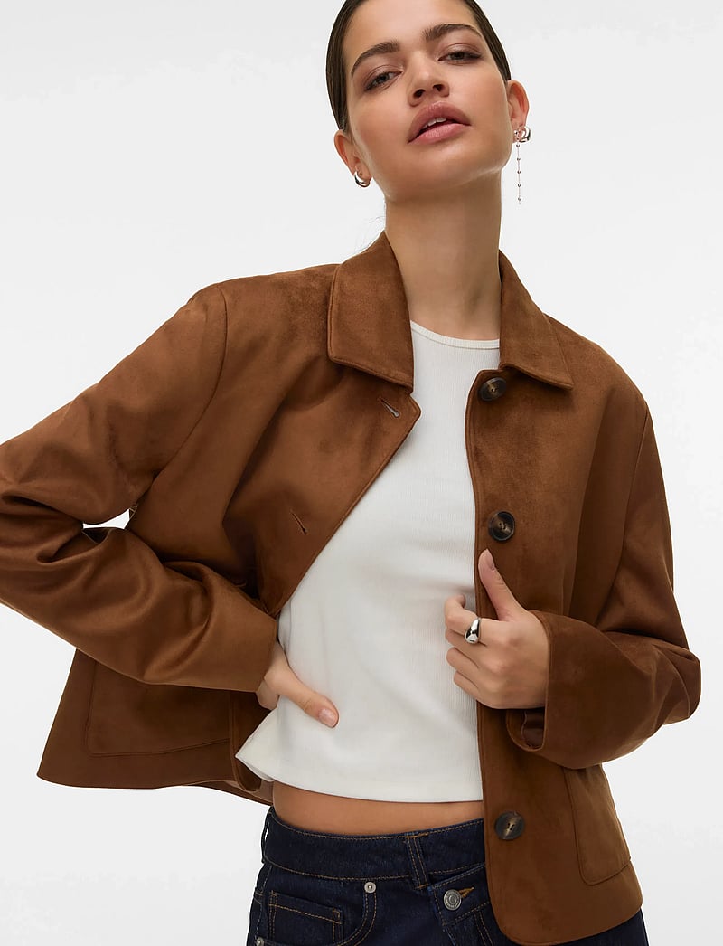 Vero Moda - VMJOSE KELLY SHORT JACKET GA NOOS - skinnjackor - cognac - 3