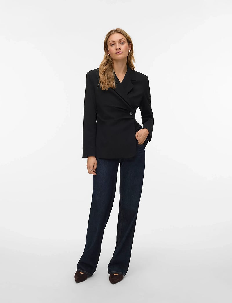 Vero Moda - VMVELA LS WRAP BLAZER - Ühes joones nööpidega bleiserid - black - 0