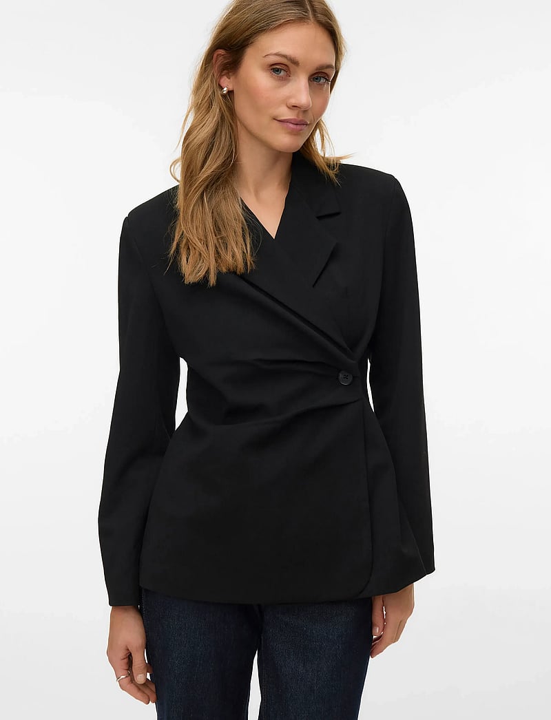 Vero Moda - VMVELA LS WRAP BLAZER - Ühes joones nööpidega bleiserid - black - 4