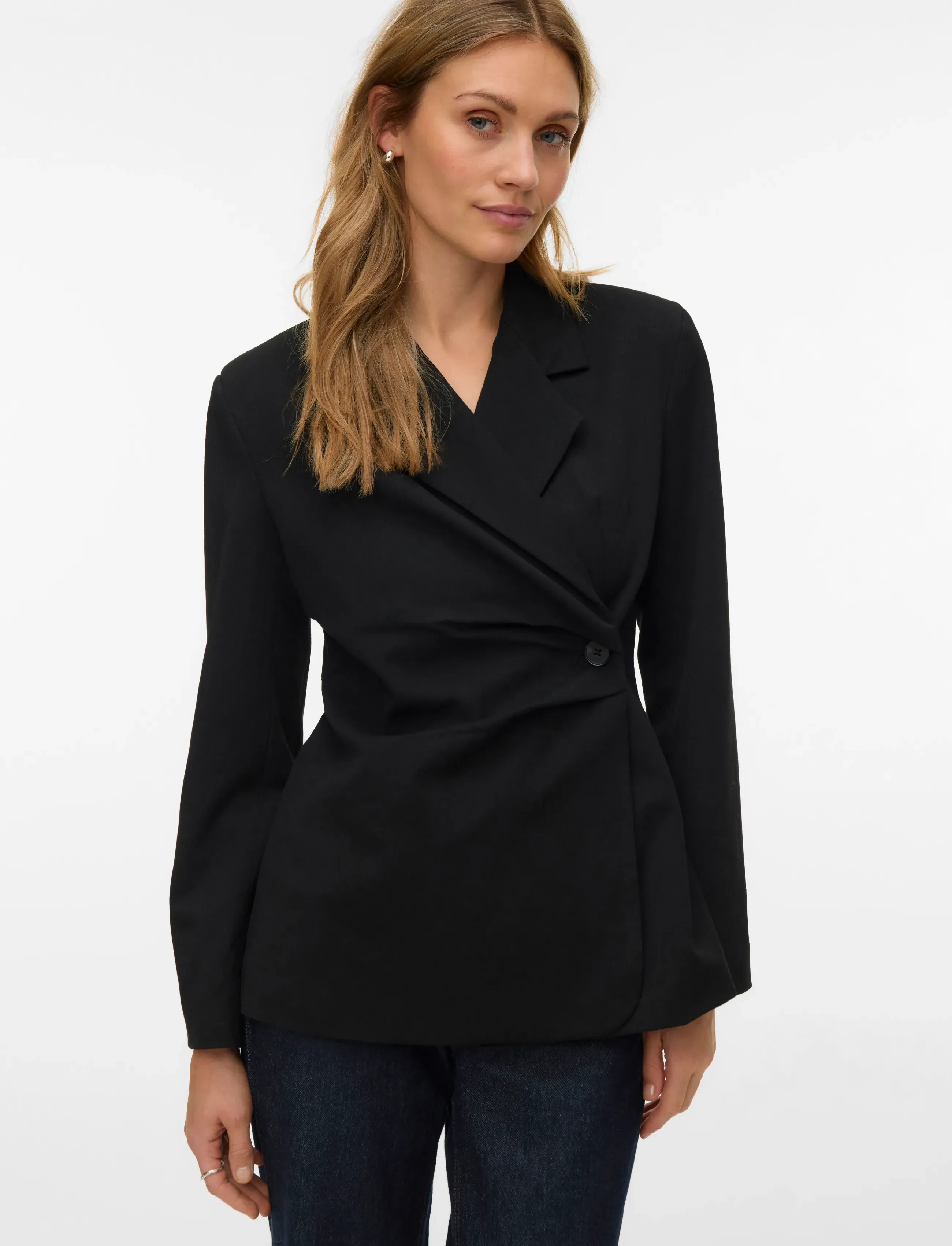 Vero Moda - VMVELA LS WRAP BLAZER - Ühes joones nööpidega bleiserid - black - 4