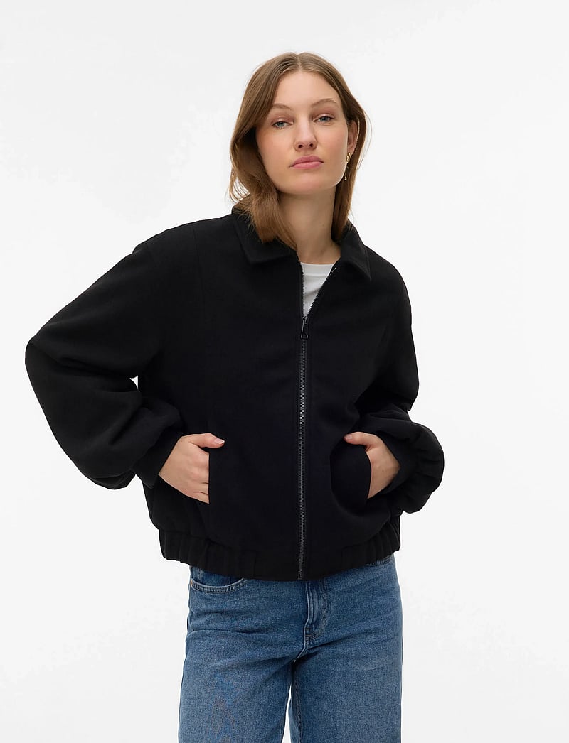 Vero Moda - VMMADDIE SHORT JACKET BOO - vårjackor - black - 3