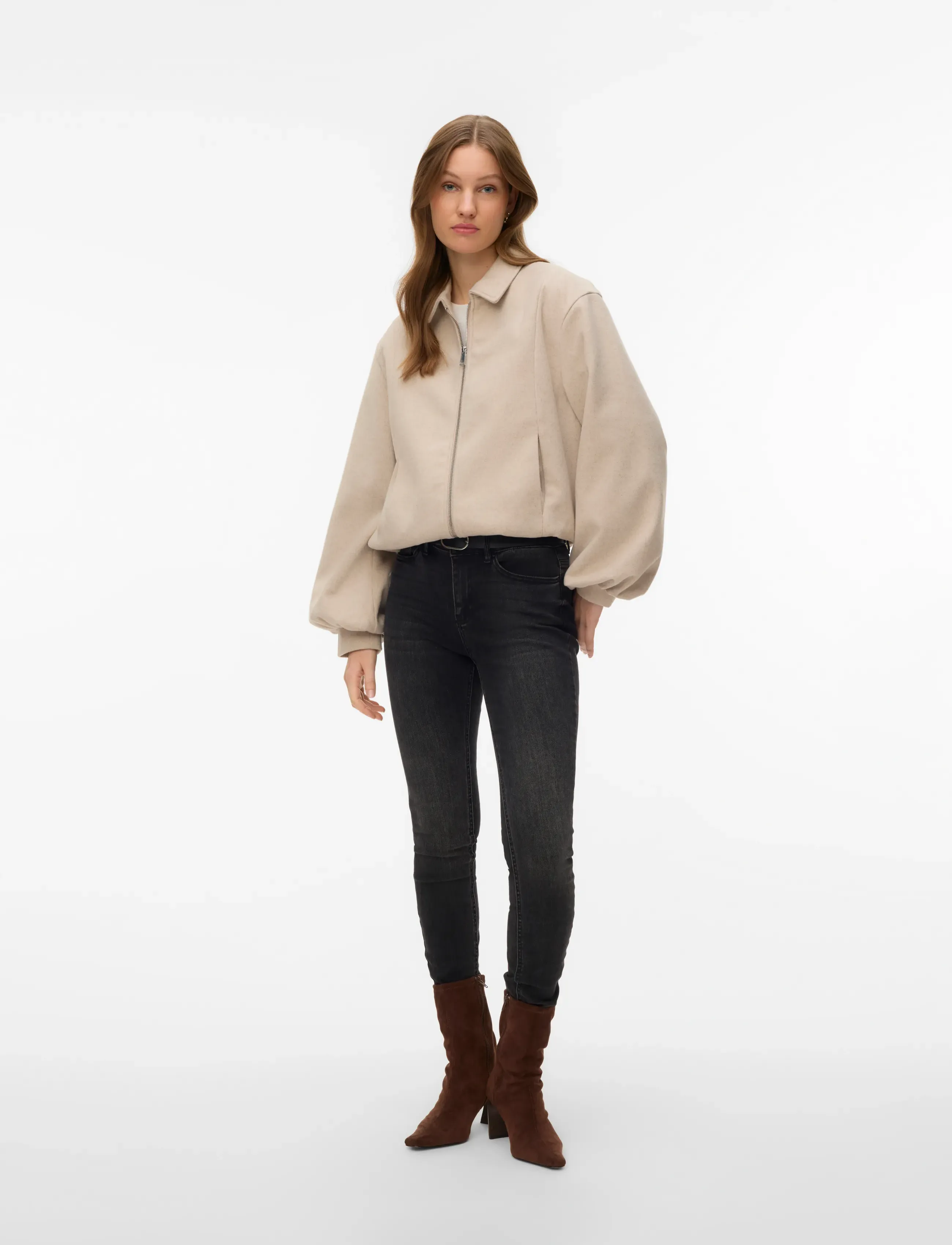 Vero Moda VMMADDIE SHORT JACKET BOO - Uus - OATMEAL / cream