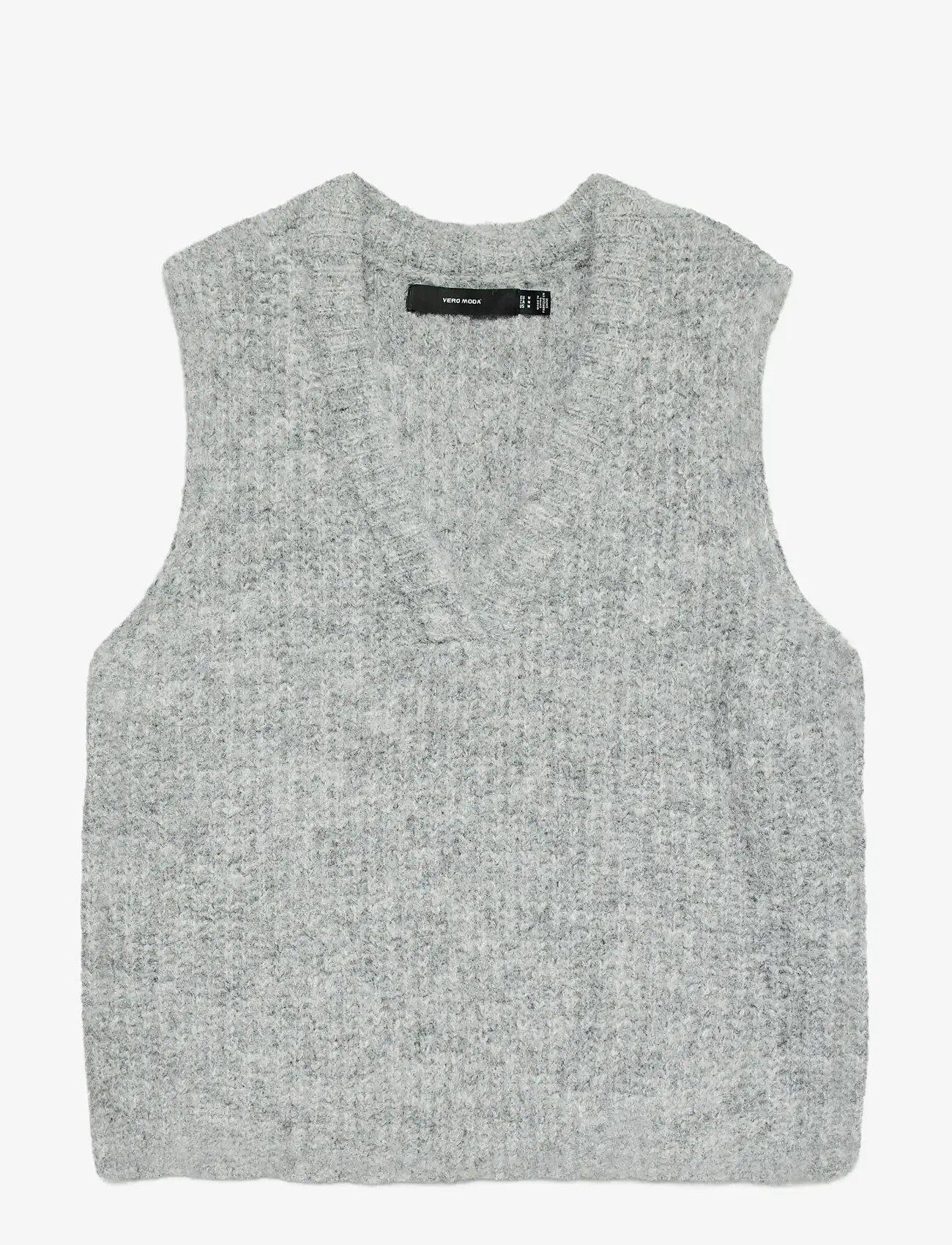 Vero Moda - VMNOVAH RIB SL V-NECK VEST NOOS - medium grey melange - 1
