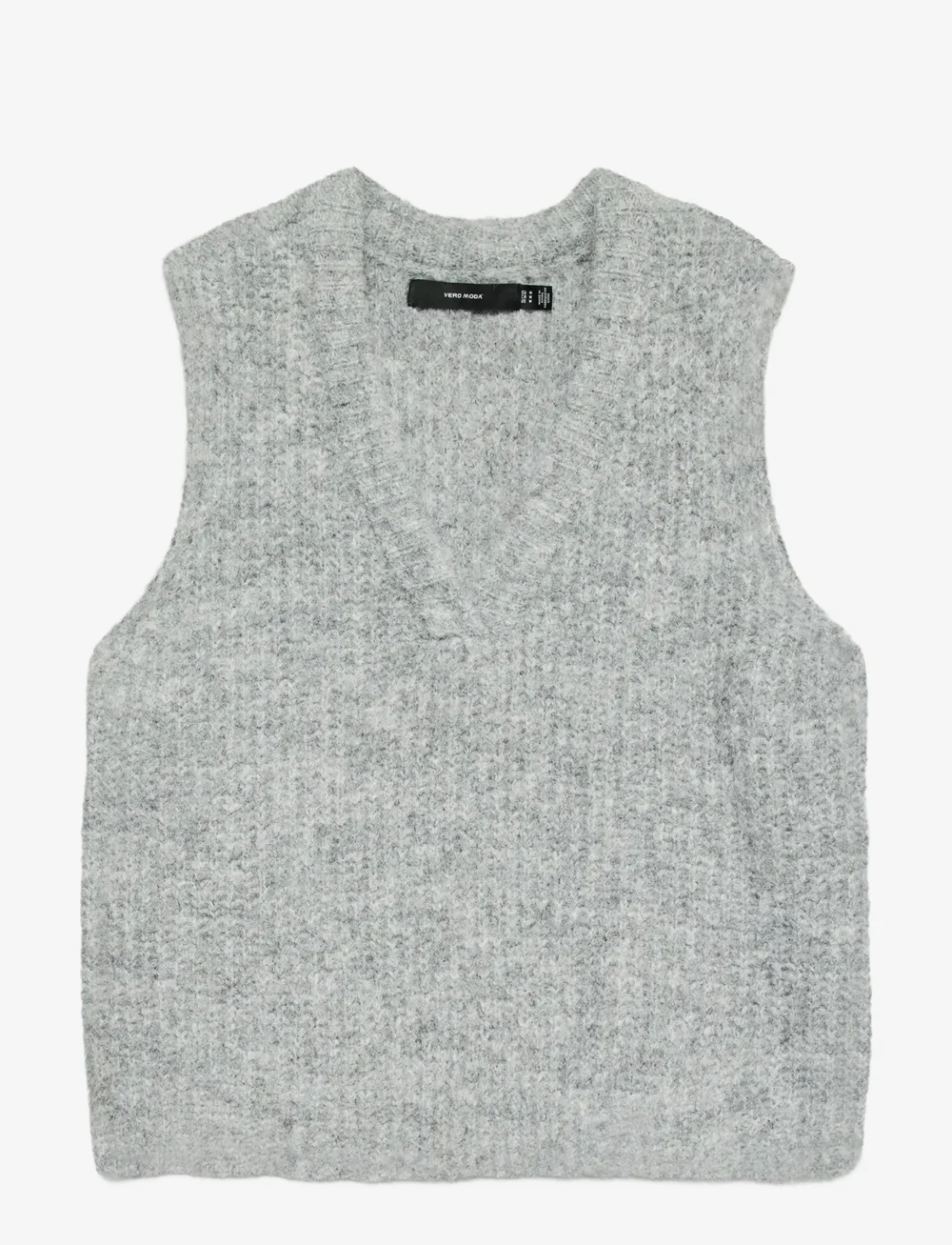 Vero Moda - VMNOVAH RIB SL V-NECK VEST NOOS - stickade västar - medium grey melange - 1