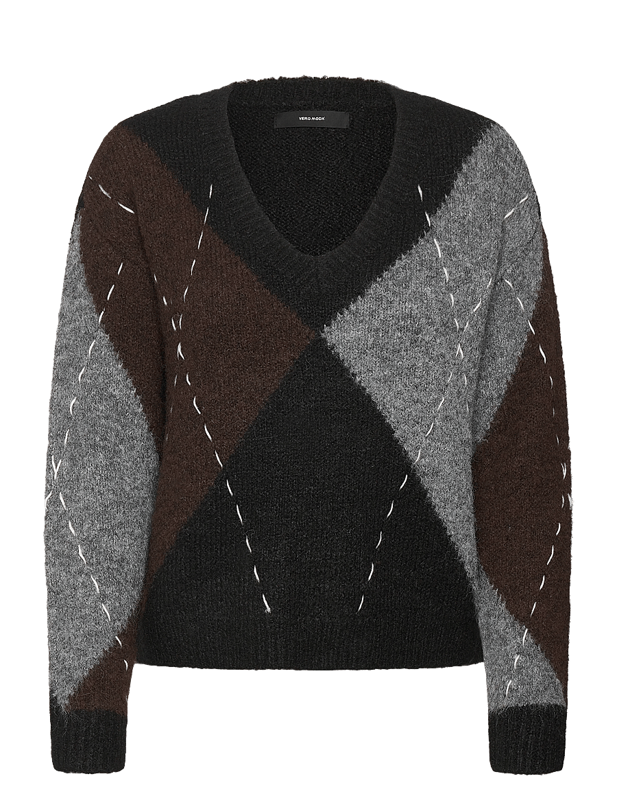 Vero Moda - VMBLISS LS V-NECK HANDSTITCH PULLOVER GA - pullover - black - 1