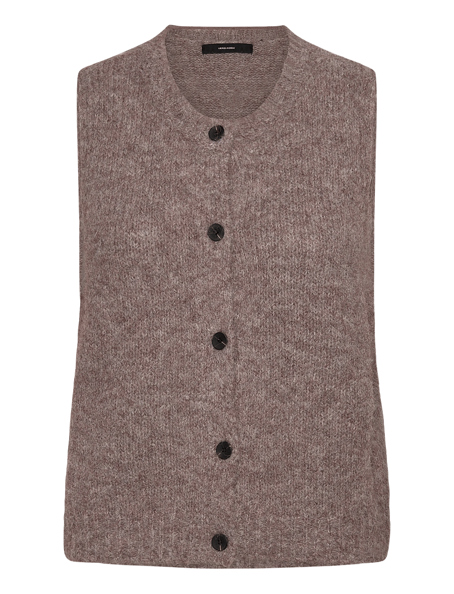 Vero Moda - VMNOVAH SL O-NECK BUTTON VEST NOOS - brown lentil - 1