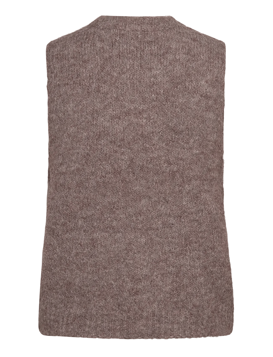Vero Moda - VMNOVAH SL O-NECK BUTTON VEST NOOS - brown lentil - 2
