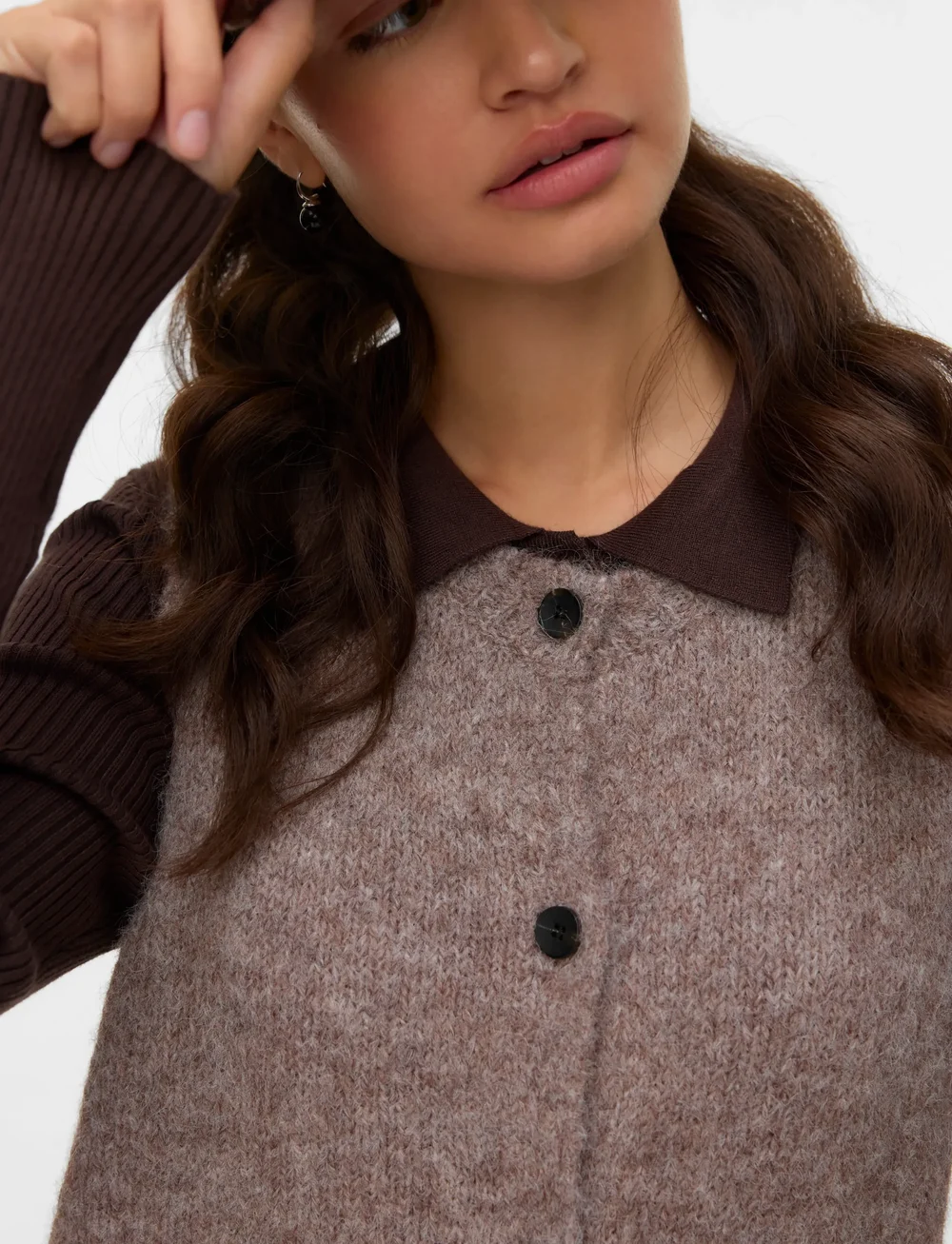 Vero Moda - VMNOVAH SL O-NECK BUTTON VEST NOOS - stickade västar - brown lentil - 4