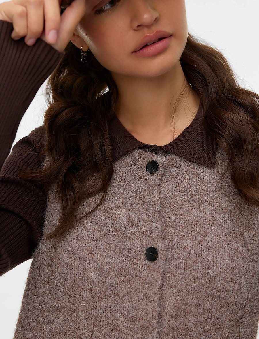 Vero Moda - VMNOVAH SL O-NECK BUTTON VEST NOOS - brown lentil - 4