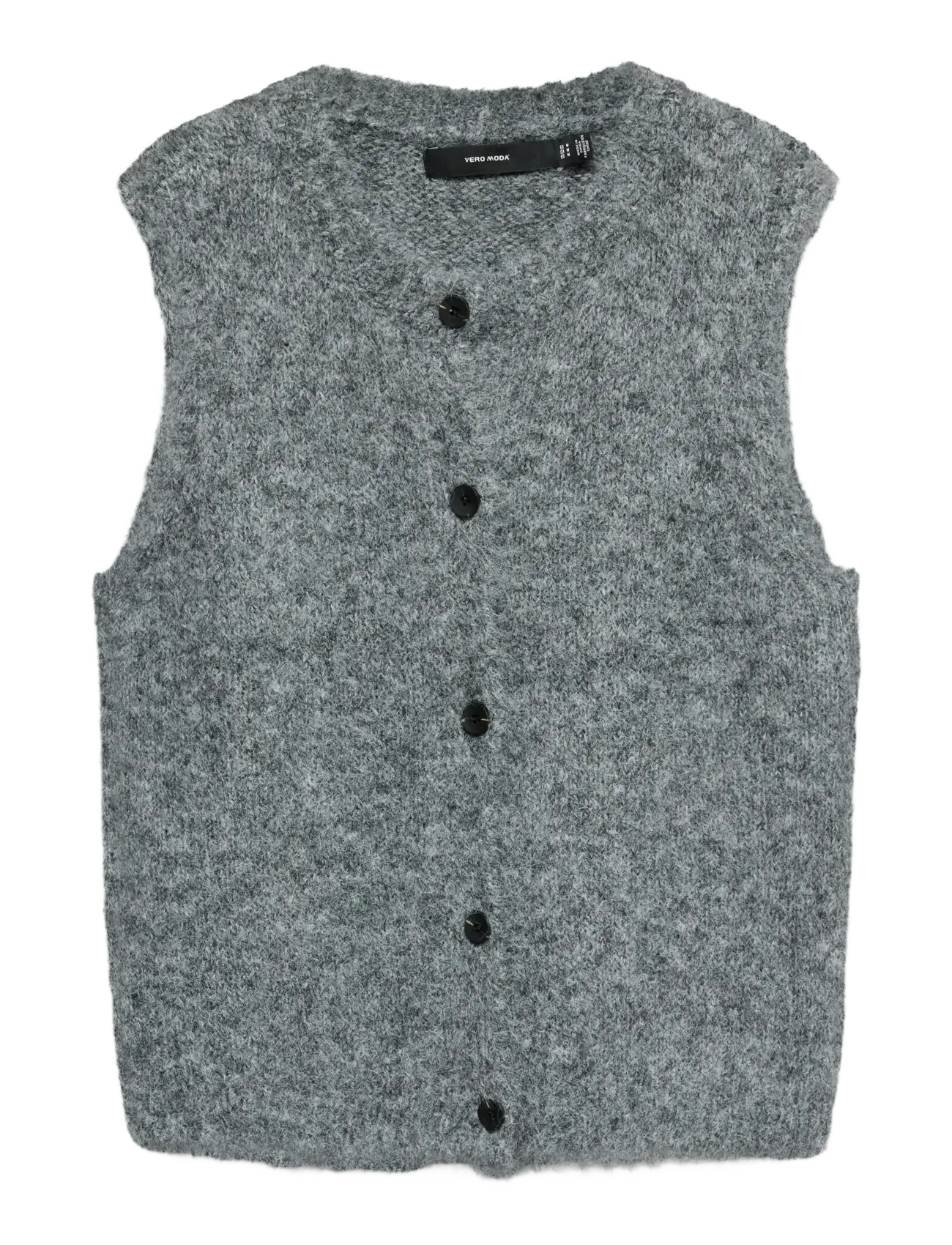Vero Moda - VMNOVAH SL O-NECK BUTTON VEST NOOS - dark grey melange - 1