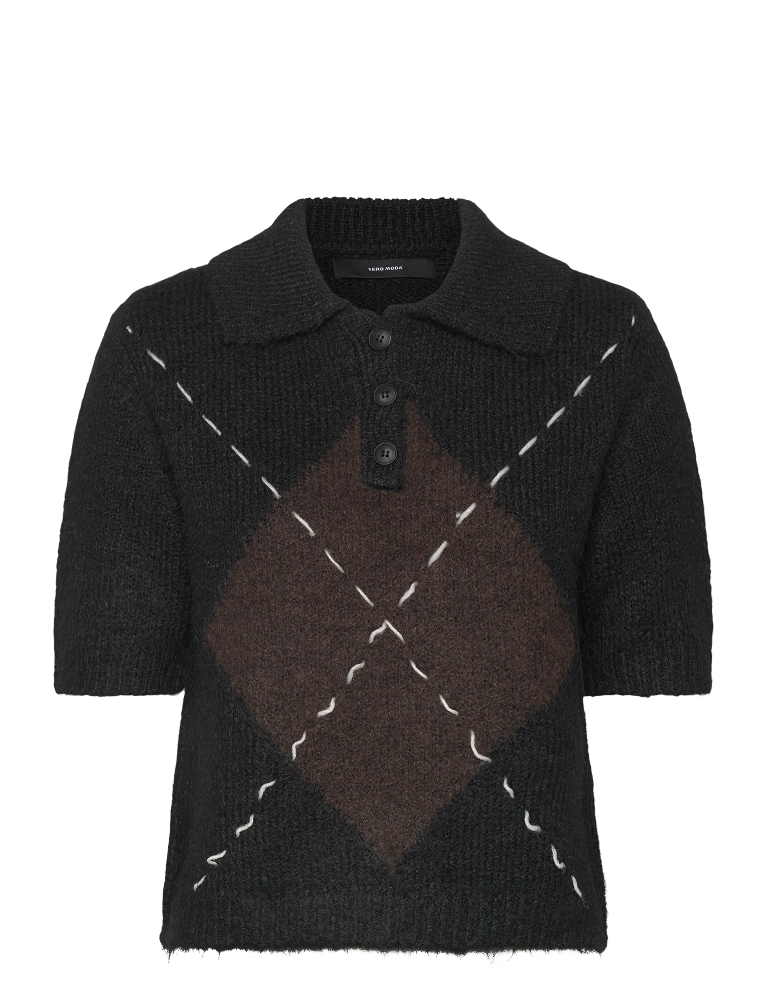 VMBLISS 2/4 POLONECK PULLOVER GA - BLACK